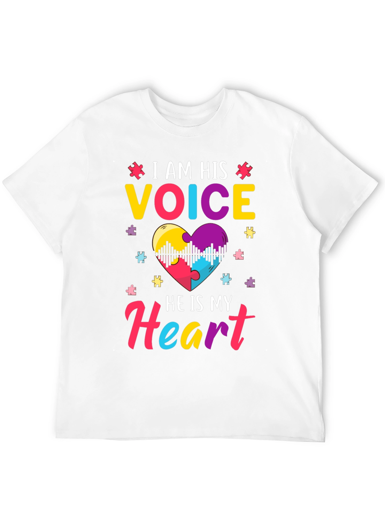 Black Autism Awareness T-Shirt: I am His Voice view 12