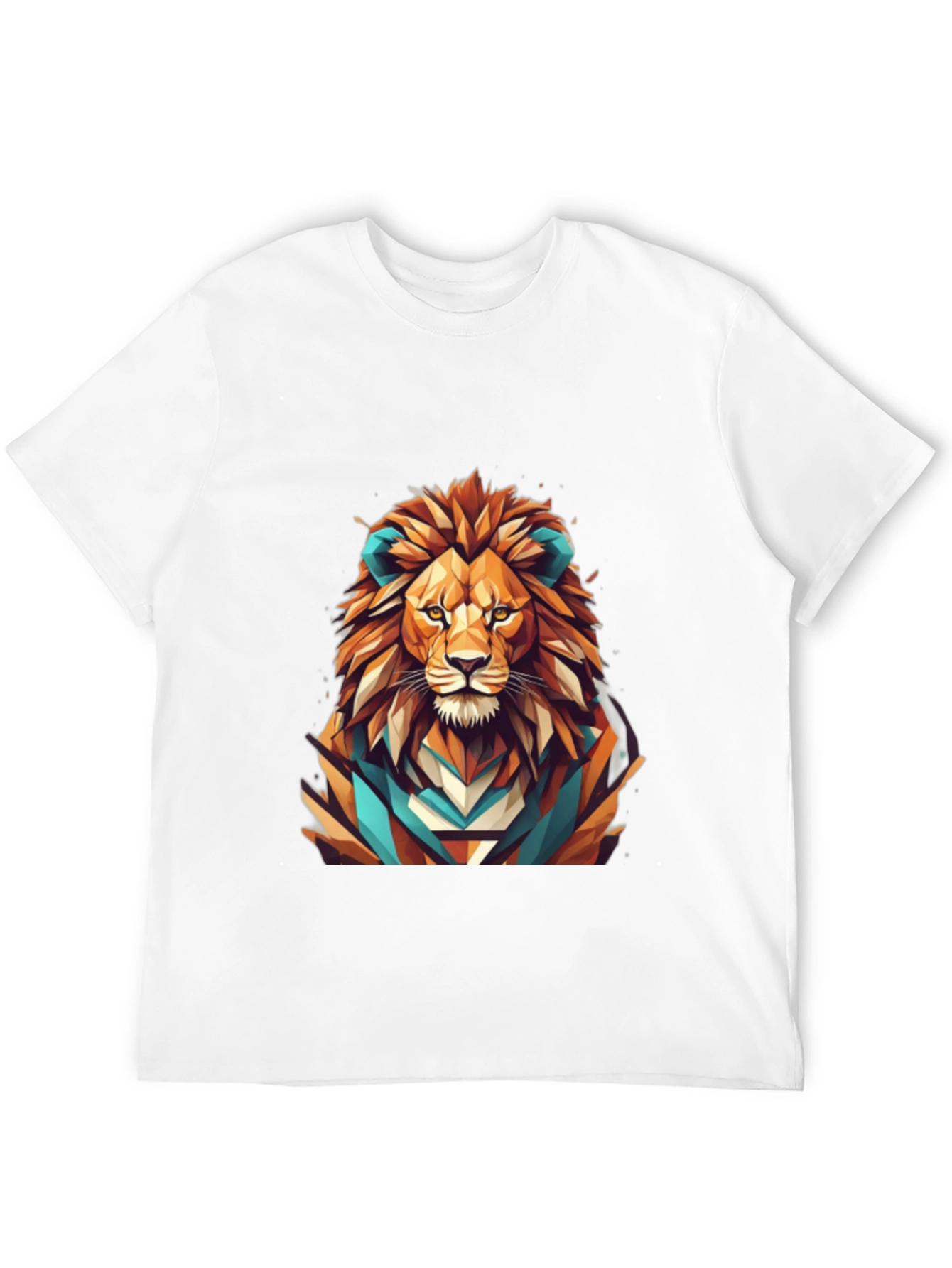 Black Geometric Lion Graphic Tee - Men's Black T-Shirt view 12