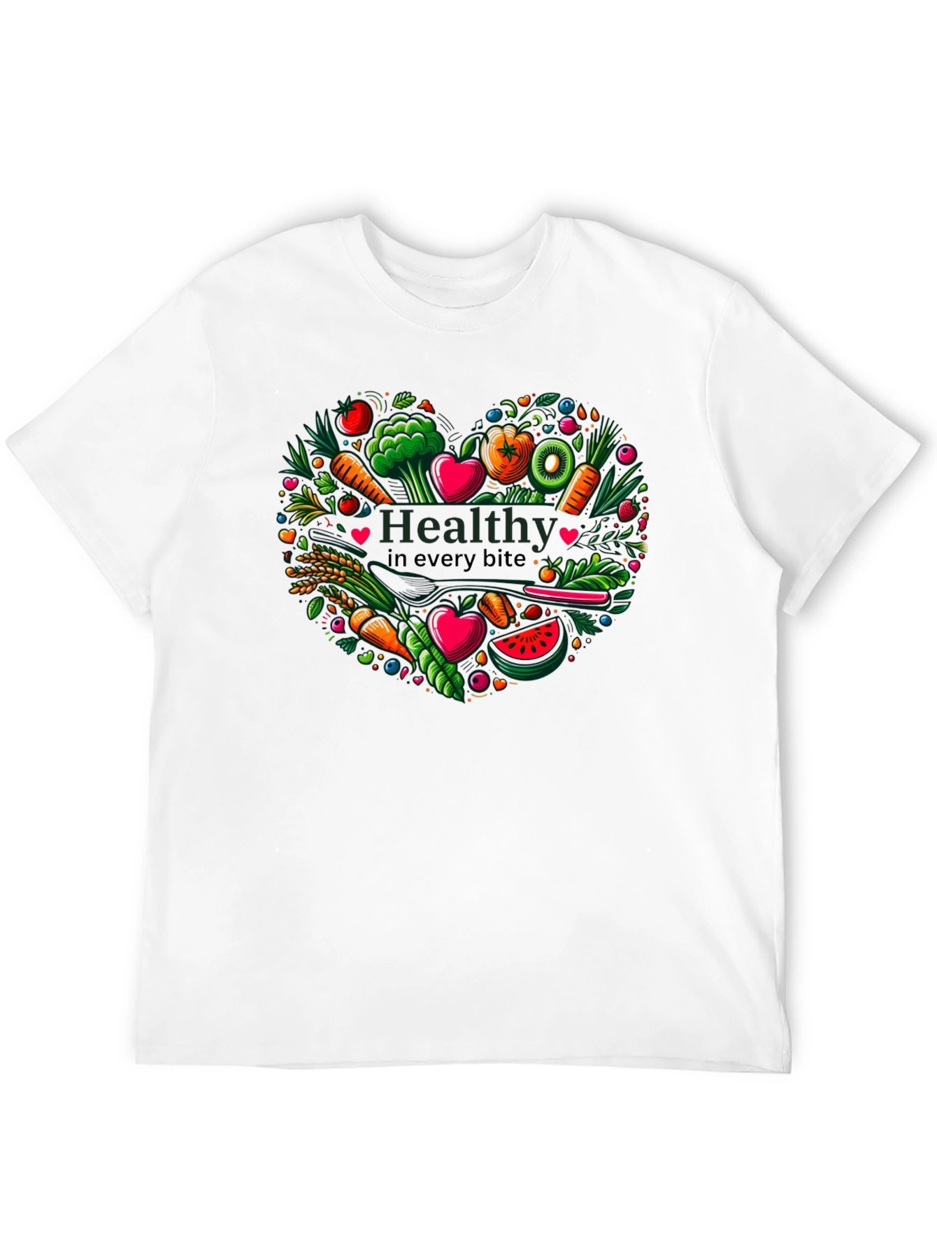 Black Healthy Bites Heart Graphic T-Shirt view 12