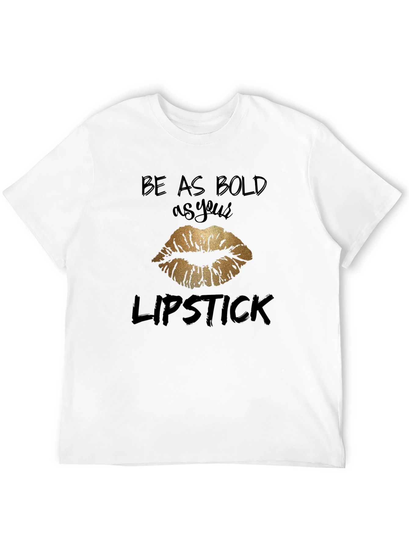 Black Bold Lipstick T-Shirt - Gold Lips Graphic Tee view 12