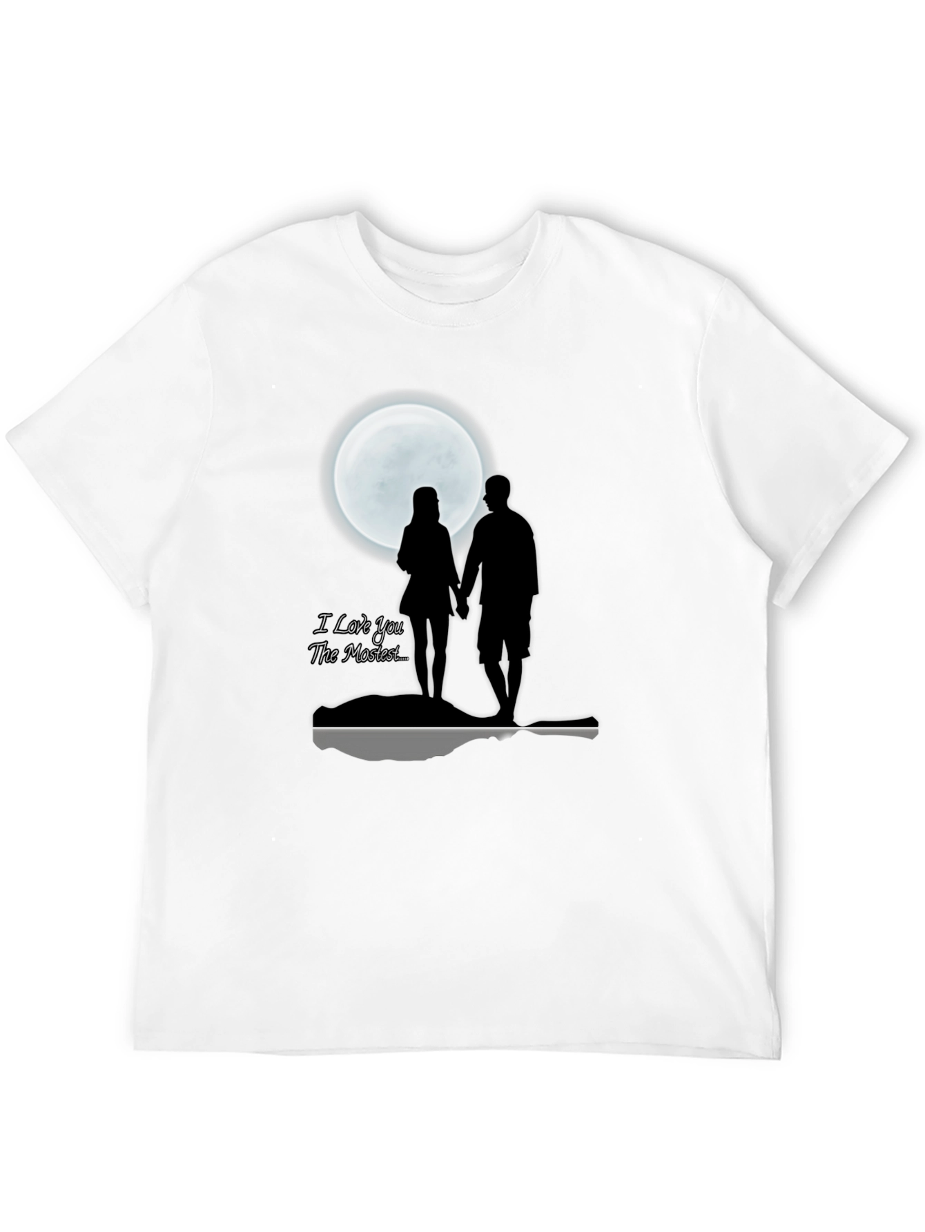 Black Romantic Moonlit Couple T-Shirt - I Love You The Mostest view 12