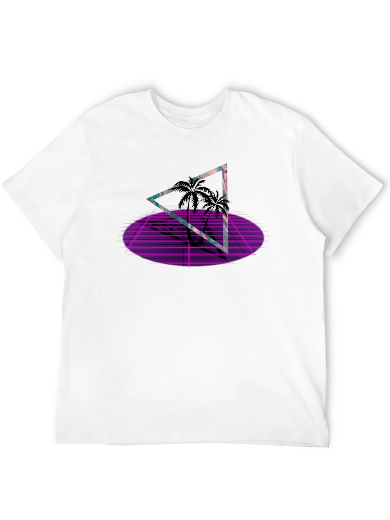 Black Retro Palm Triangle Black T-Shirt view 12