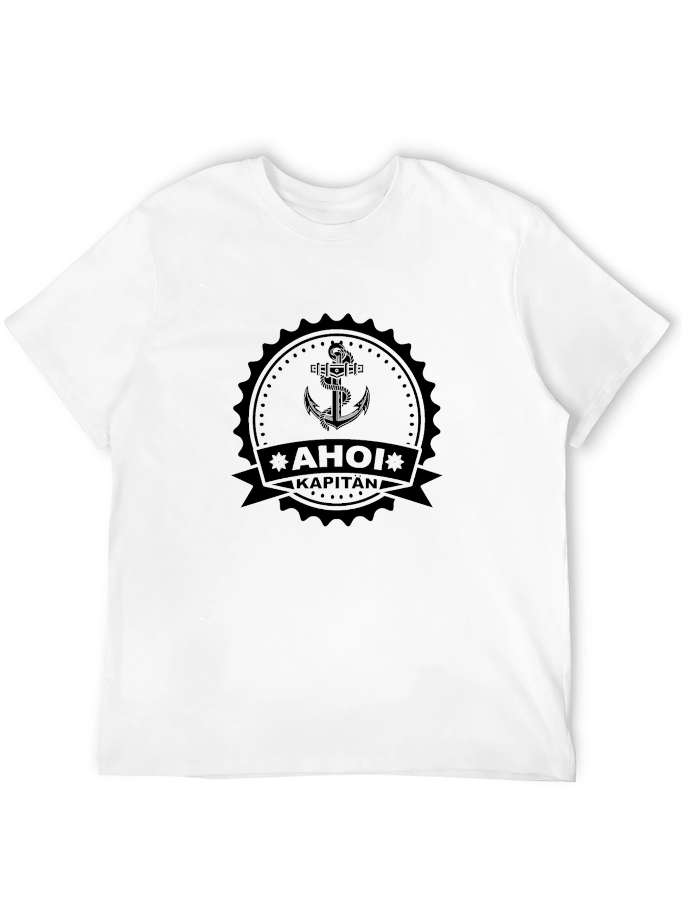 Black AHOI KAPITAN Black T-Shirt | Anchor Design view 12