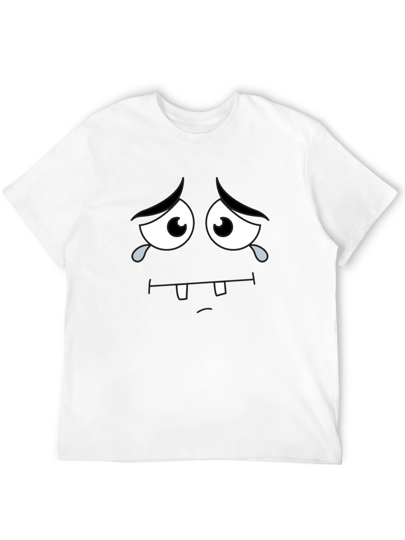Black Sad Cartoon Face Black T-Shirt view 12