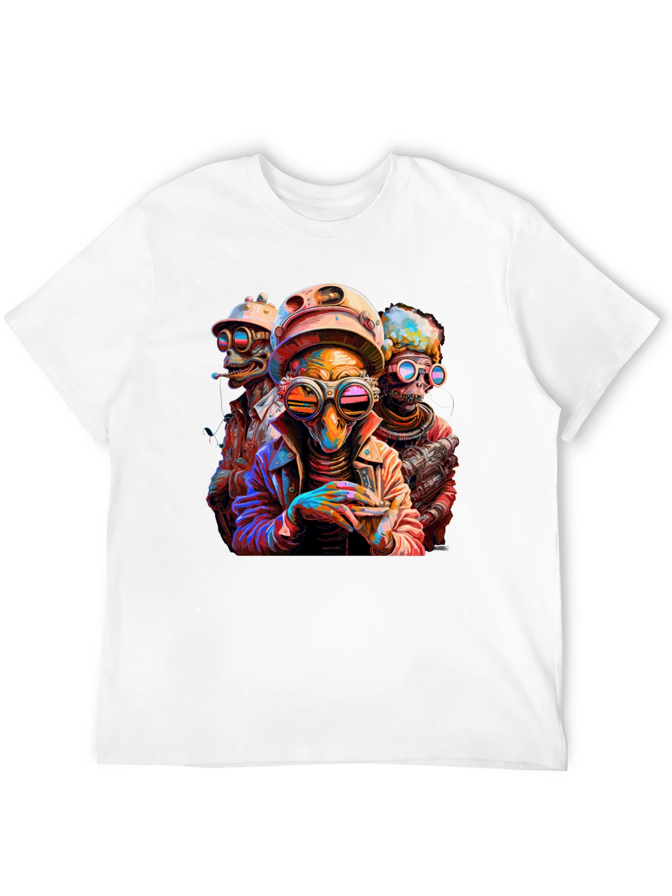 Black Steampunk Alien Trio Graphic Tee view 12