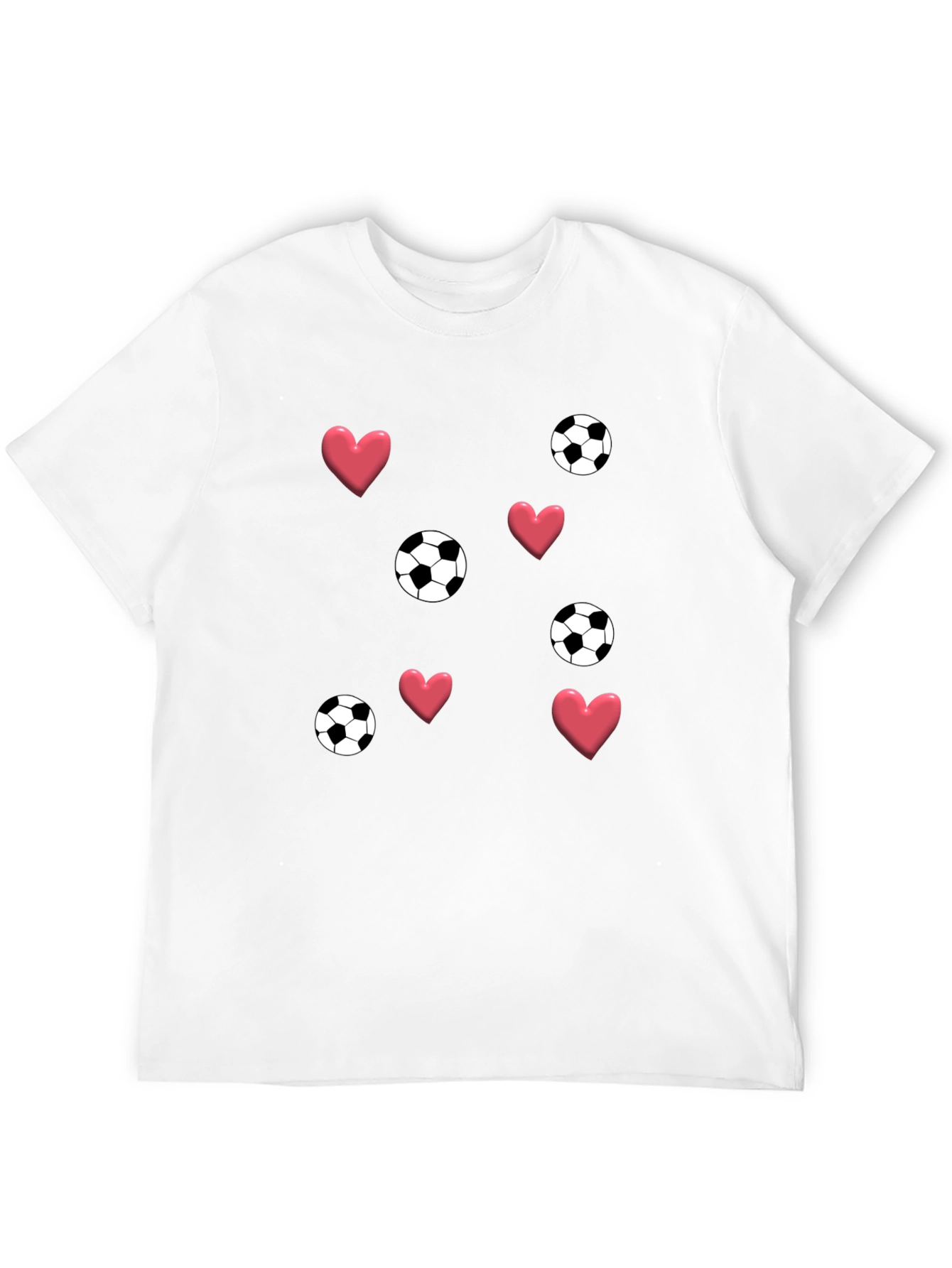 Black Soccer & Hearts Black T-Shirt for Men view 12