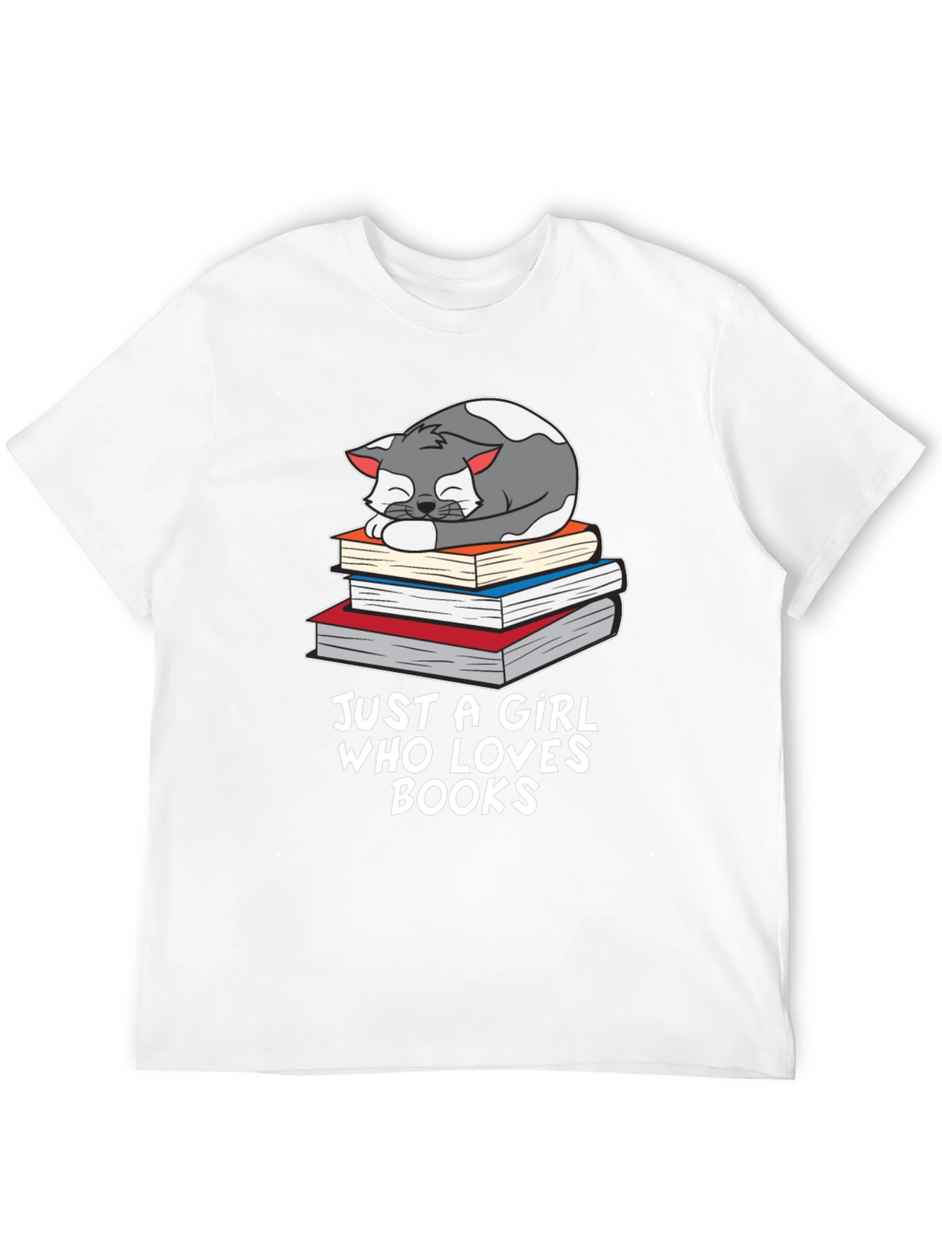 Black Cat on Books T-Shirt - Just a Girl Who Loves Books view 12