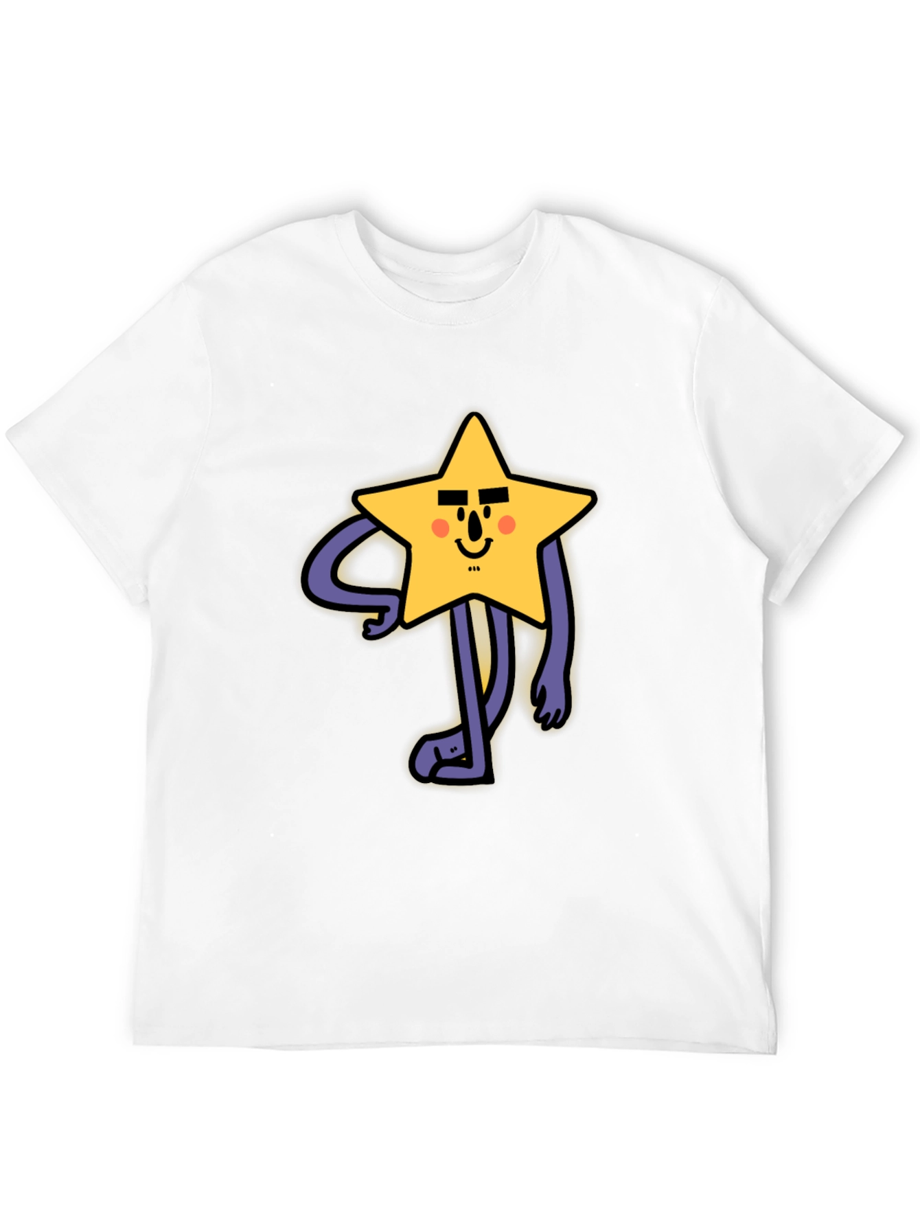 Black Funny Star Character Graphic Print Black T-Shirt view 12