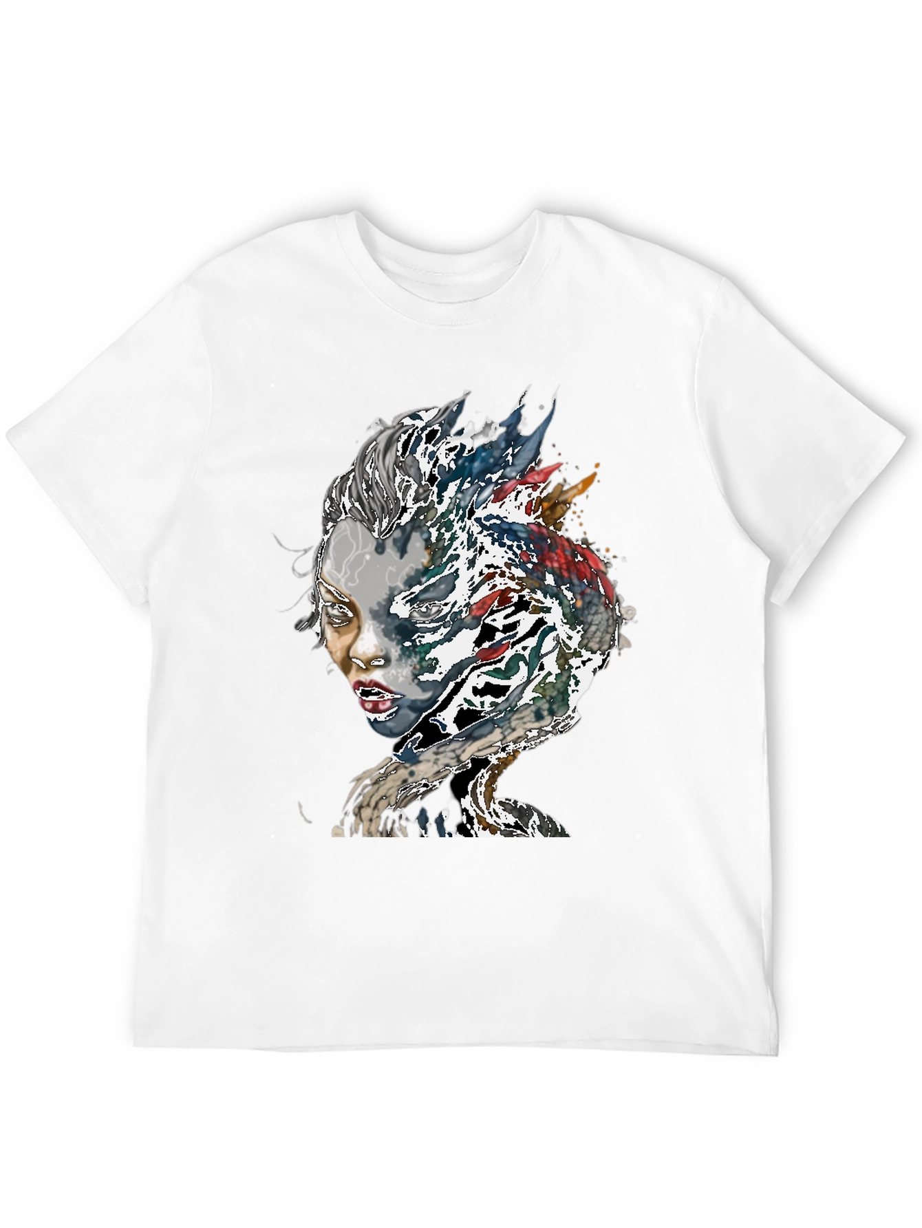 Black Abstract Watercolor Graphic Tee - Black Cotton Blend view 12