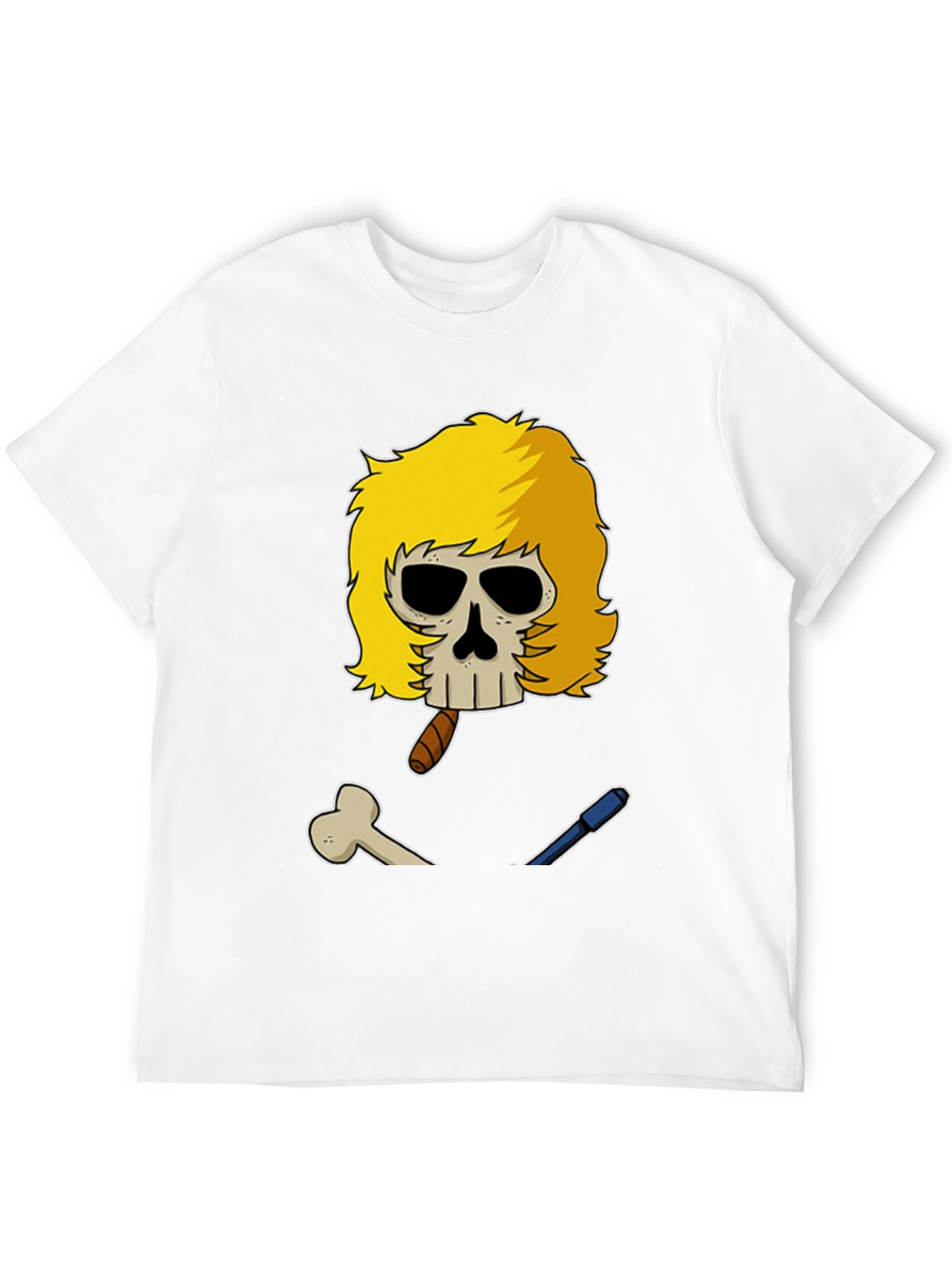 Black Skull with Blonde Wig T-Shirt view 12
