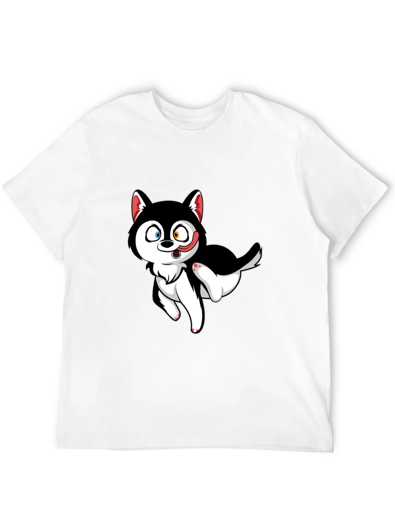 Black Cute Cartoon Husky Graphic T-Shirt - Black view 12