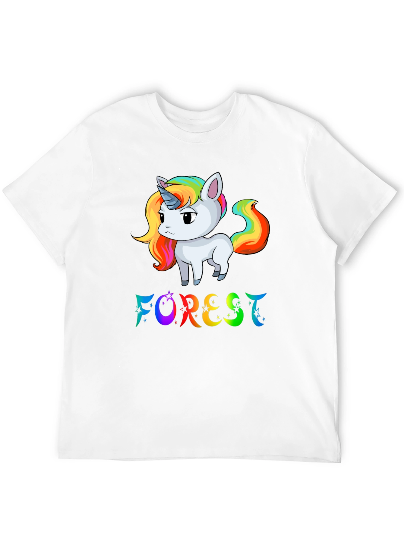 Black Rainbow Unicorn 'Forest' Graphic T-Shirt view 12