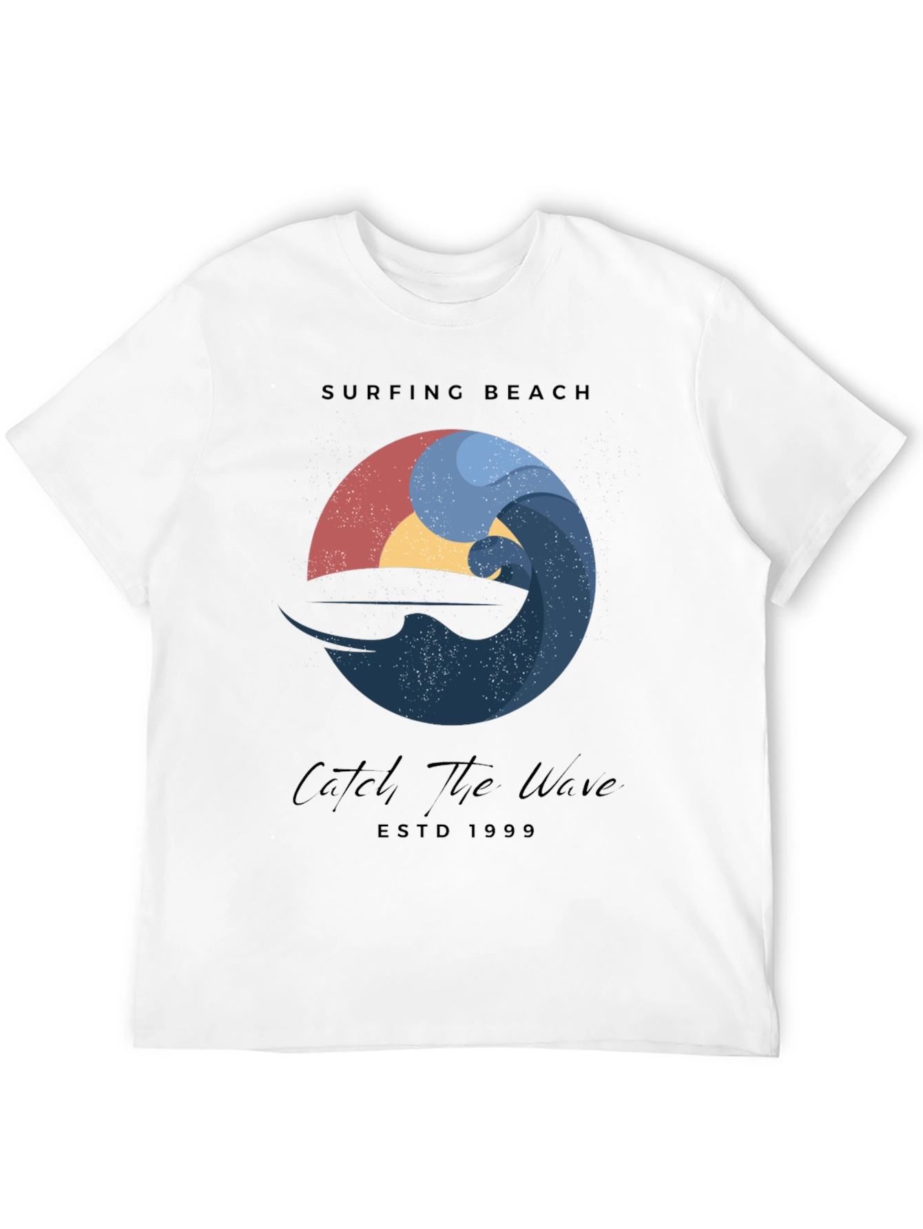 Black Surfing Beach Wave Graphic T-Shirt view 12