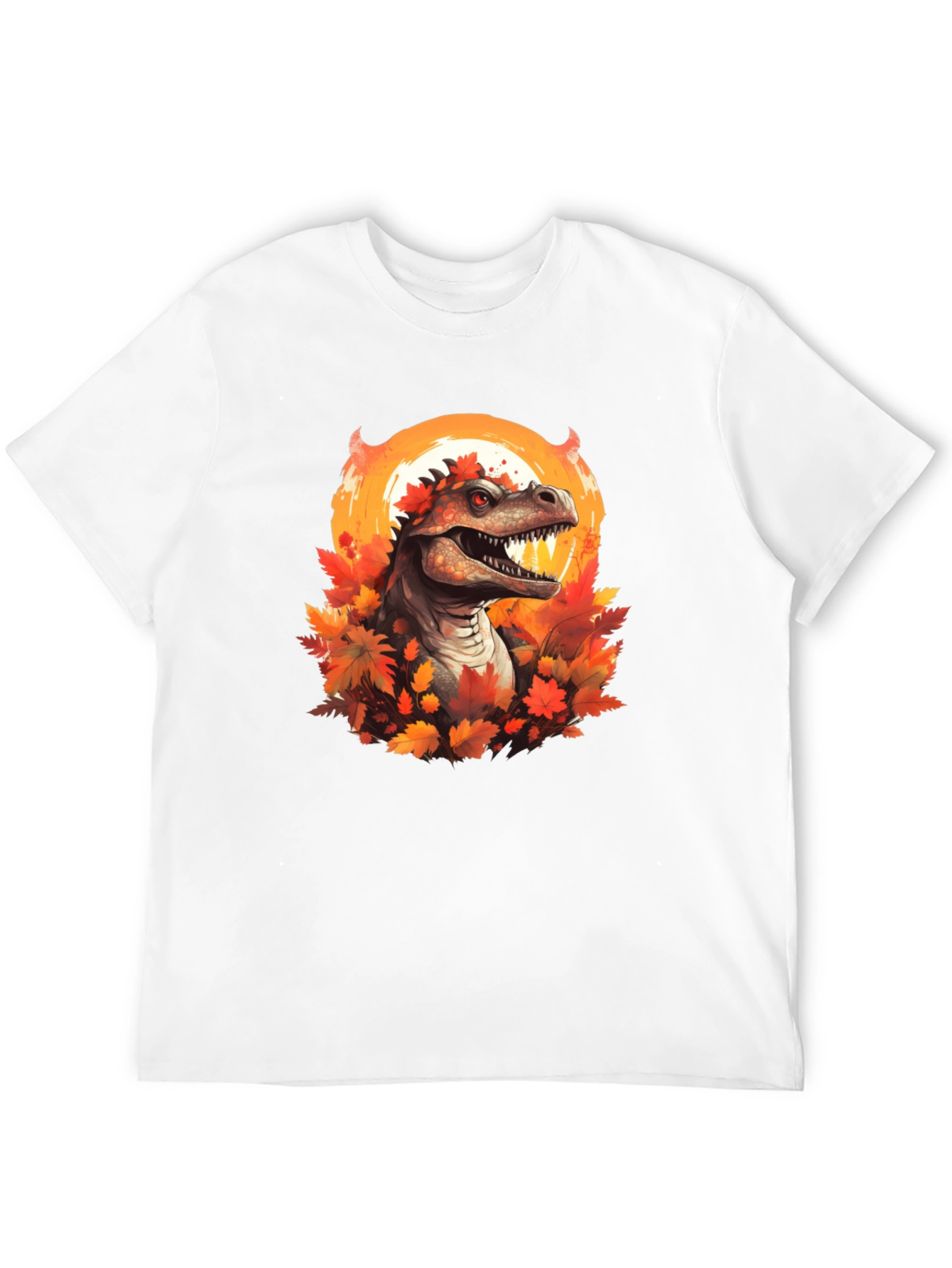 Black Dinosaur in Autumn T-Shirt view 12