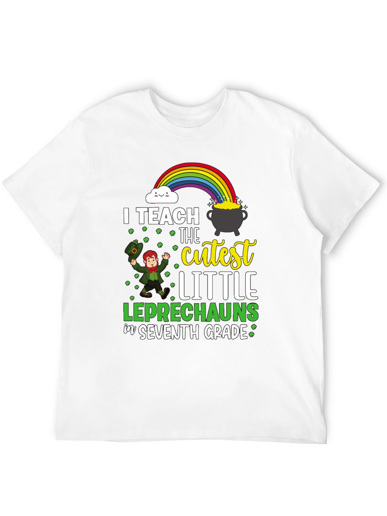 Black Cute Leprechaun Seventh Grade Teacher T-Shirt view 12