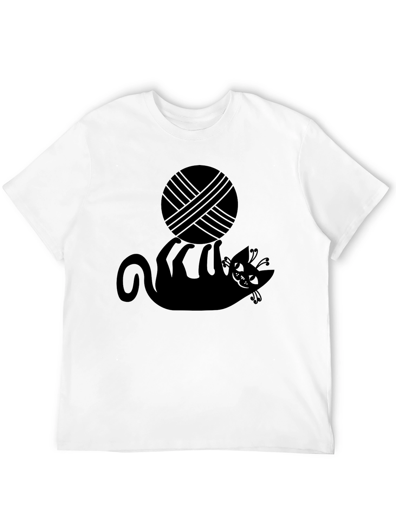 Black Cat & Yarn Ball Graphic Tee - Black T-Shirt view 12