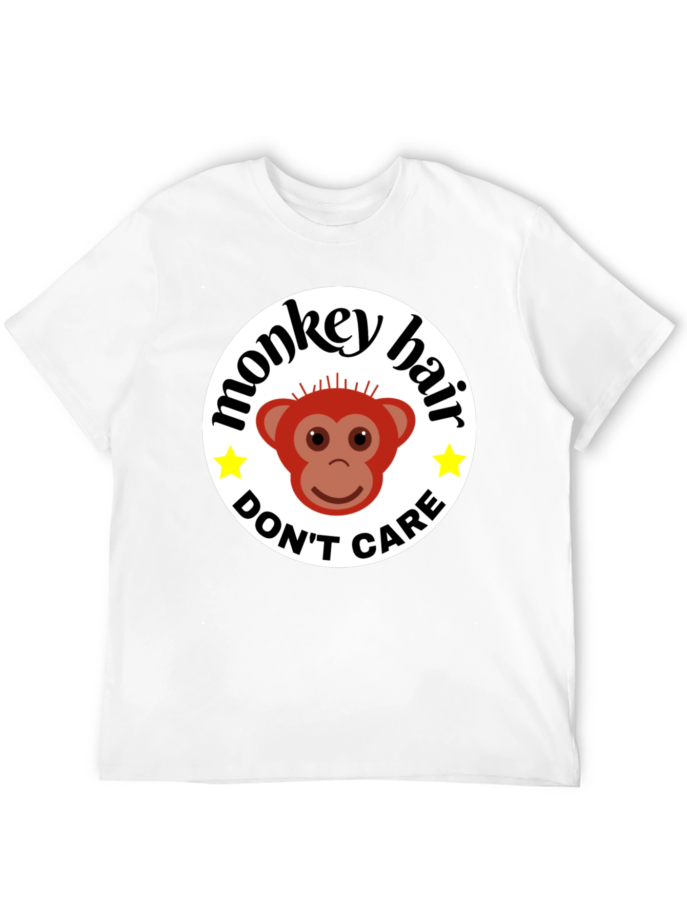 Black Monkey Hair, Don't Care! Black Graphic Tee view 12