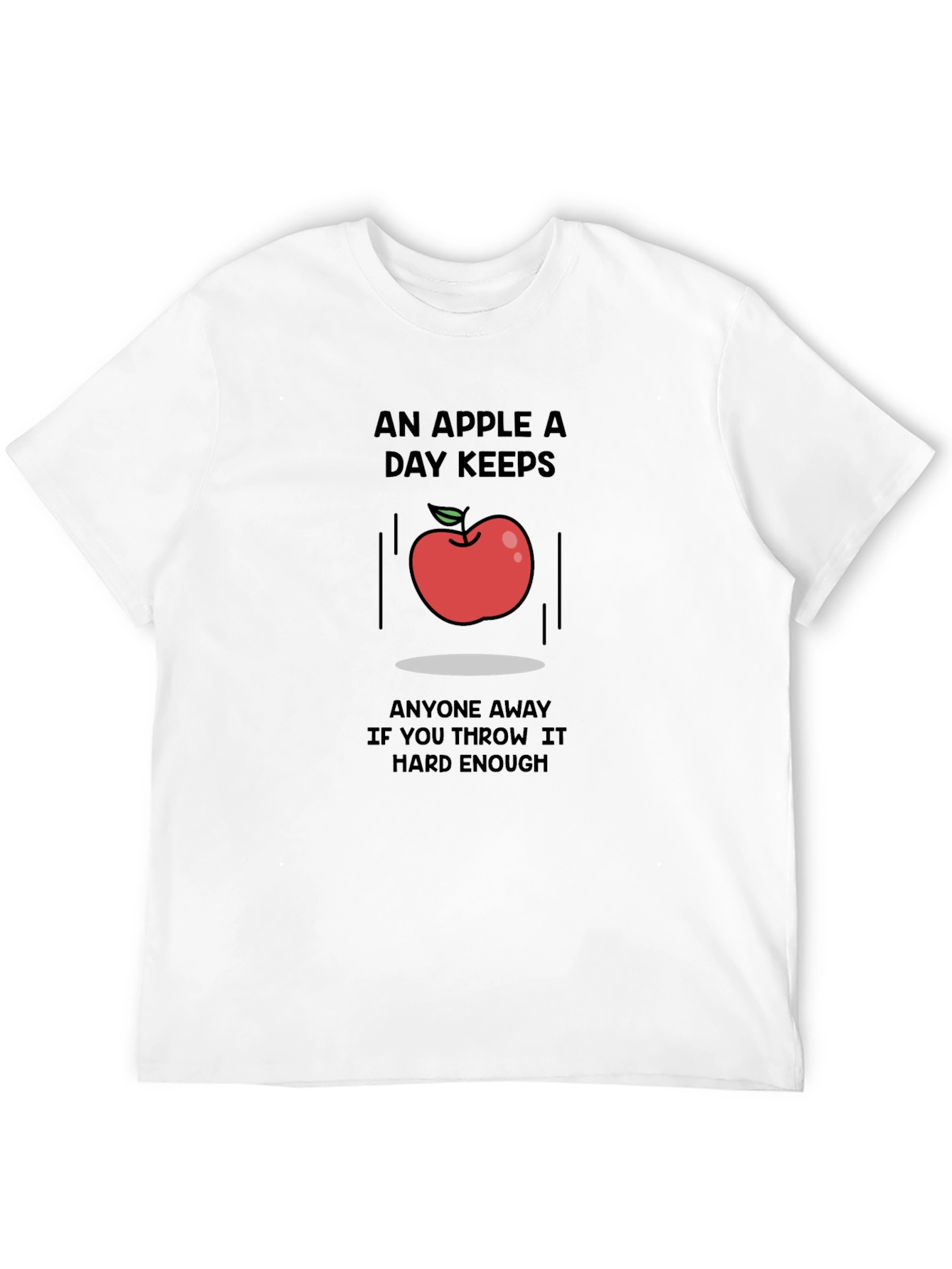 Black Humorous Apple Throwing T-Shirt view 12