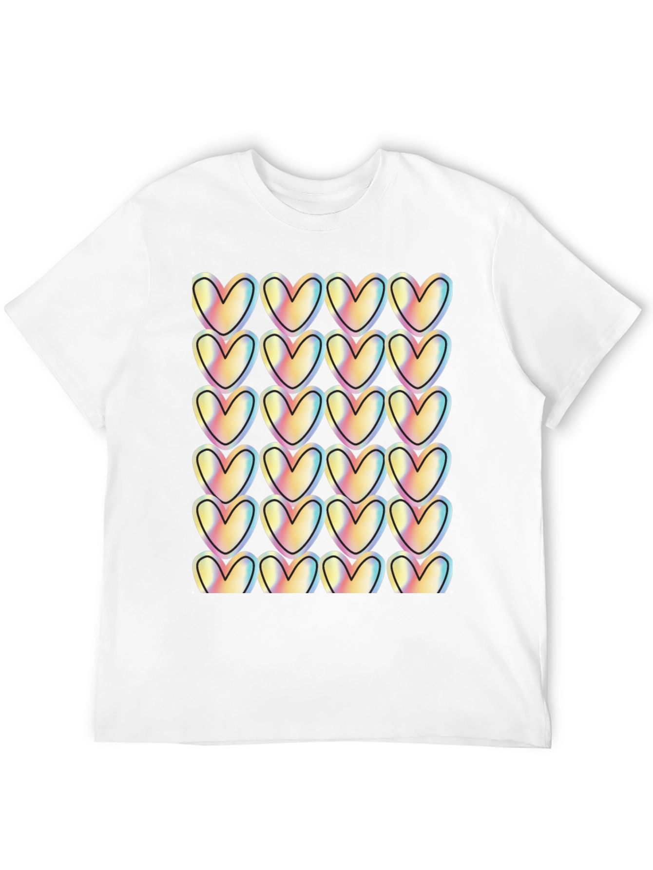 Black Heart Pattern T-Shirt - Trendy Casual Wear view 12