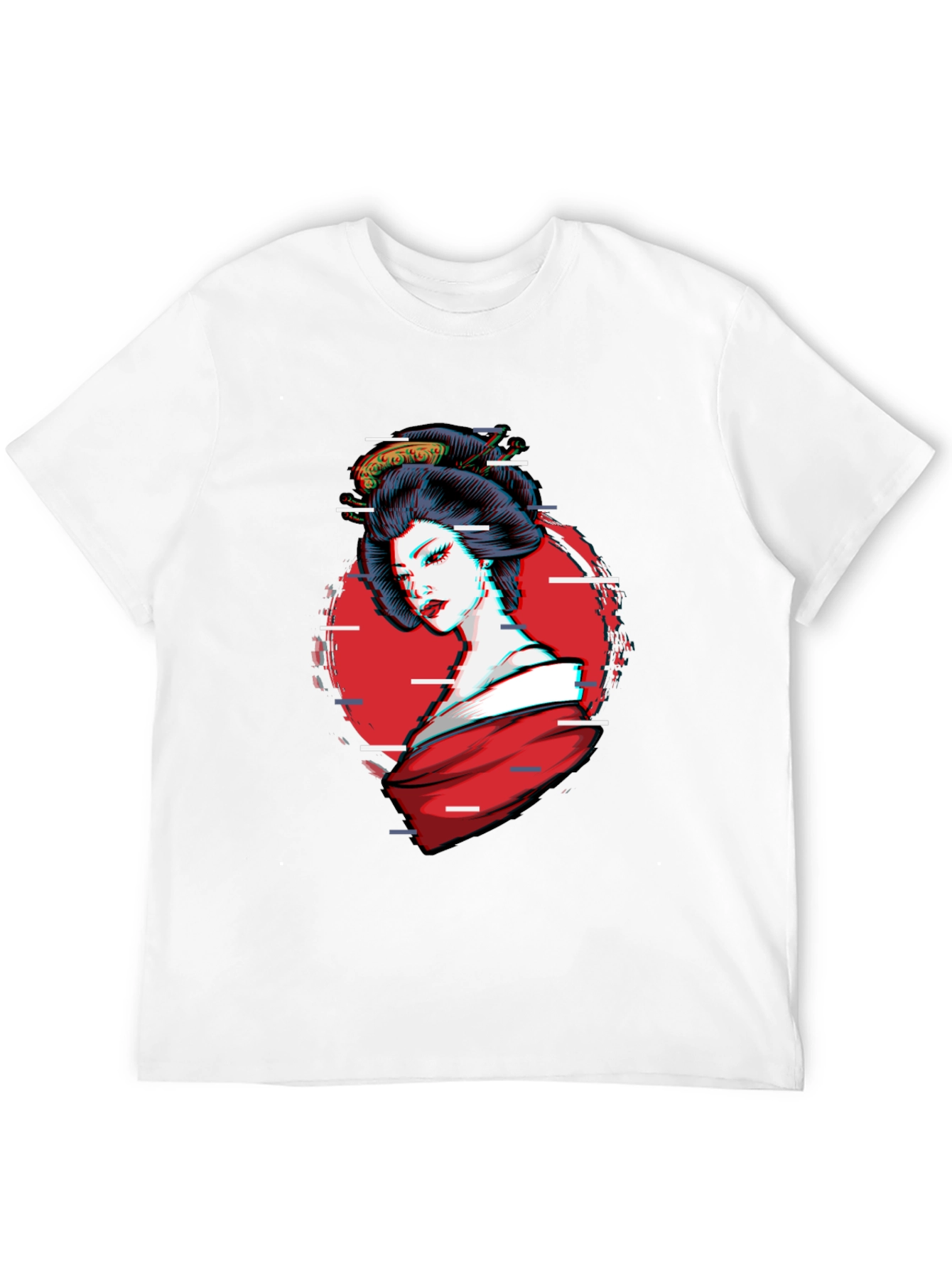 Black Geisha Glitch T-Shirt - Stylish Graphic Tee view 12