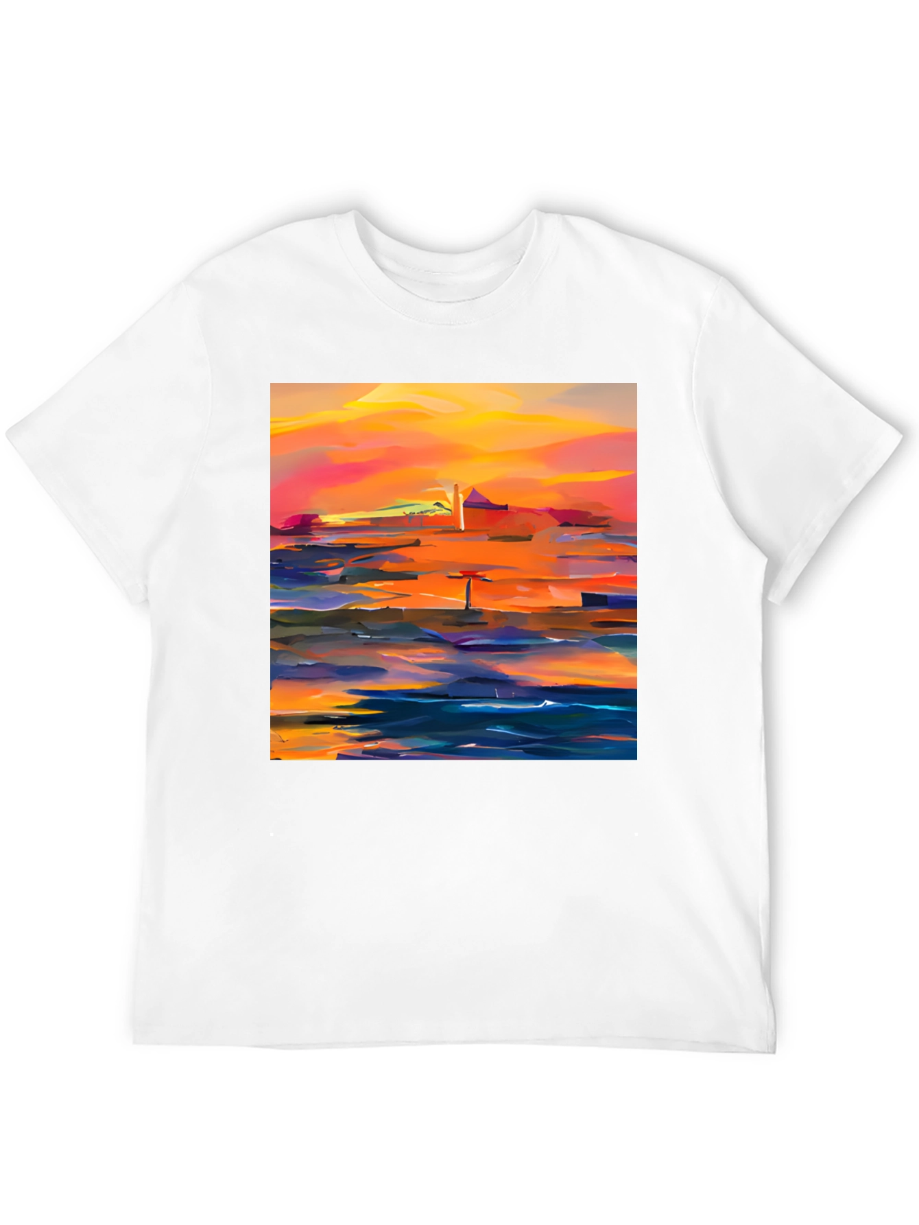 Black Abstract Sunset Graphic Tee - Stylish Cotton Blend view 12
