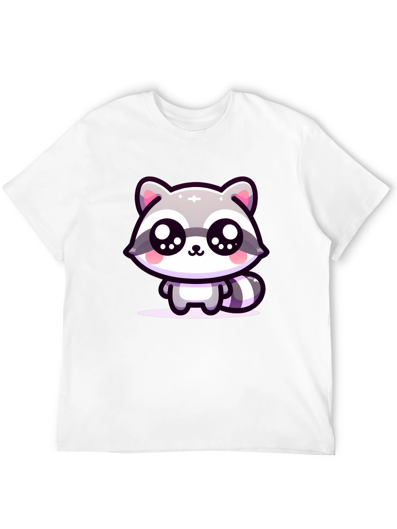 Black Cute Raccoon Graphic Black T-Shirt view 12