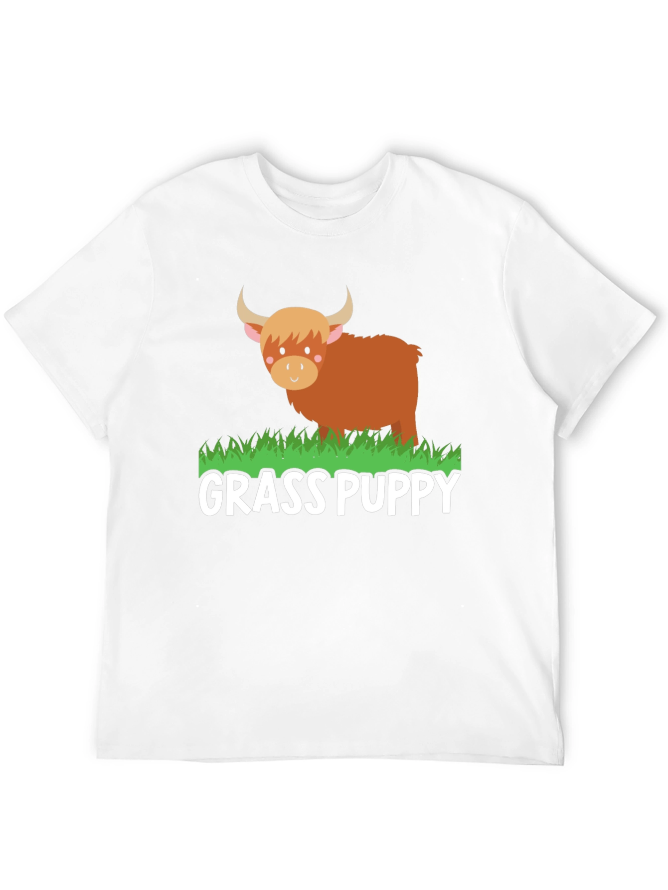 Black Grass Puppy Highland Cow Graphic Tee view 12