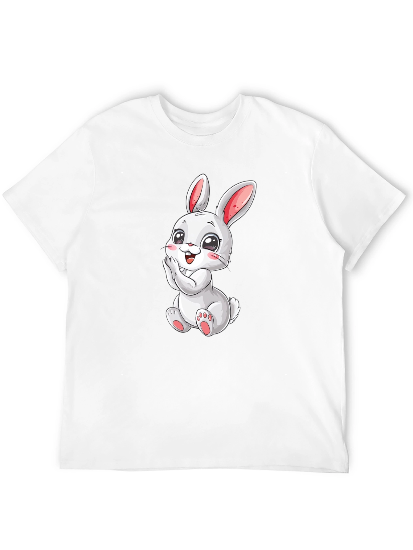 Black Cute Bunny Graphic Tee - Black Cotton Comfort view 12