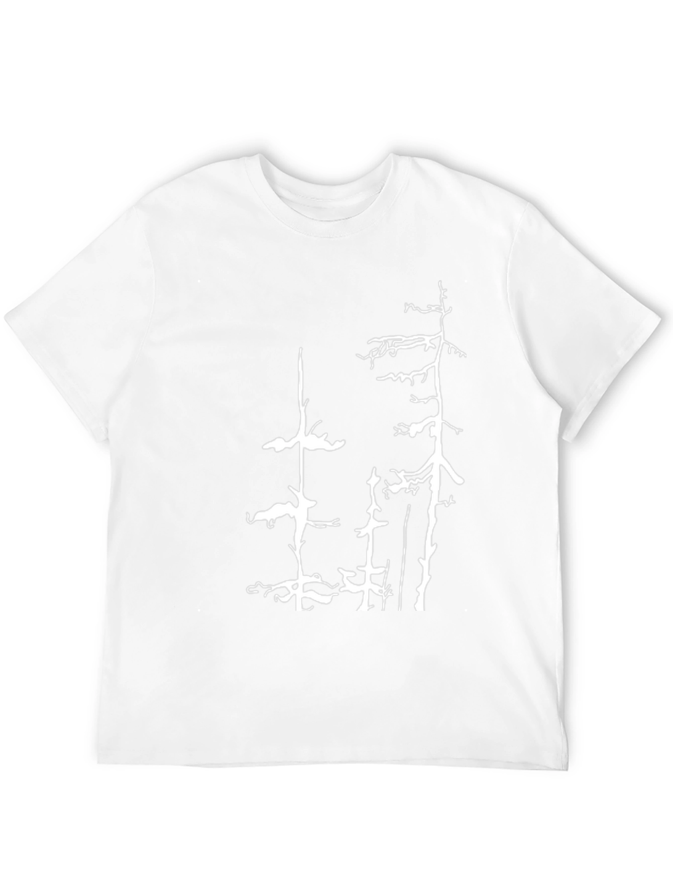 Black T-Shirt with White Forest Tree Design - 12