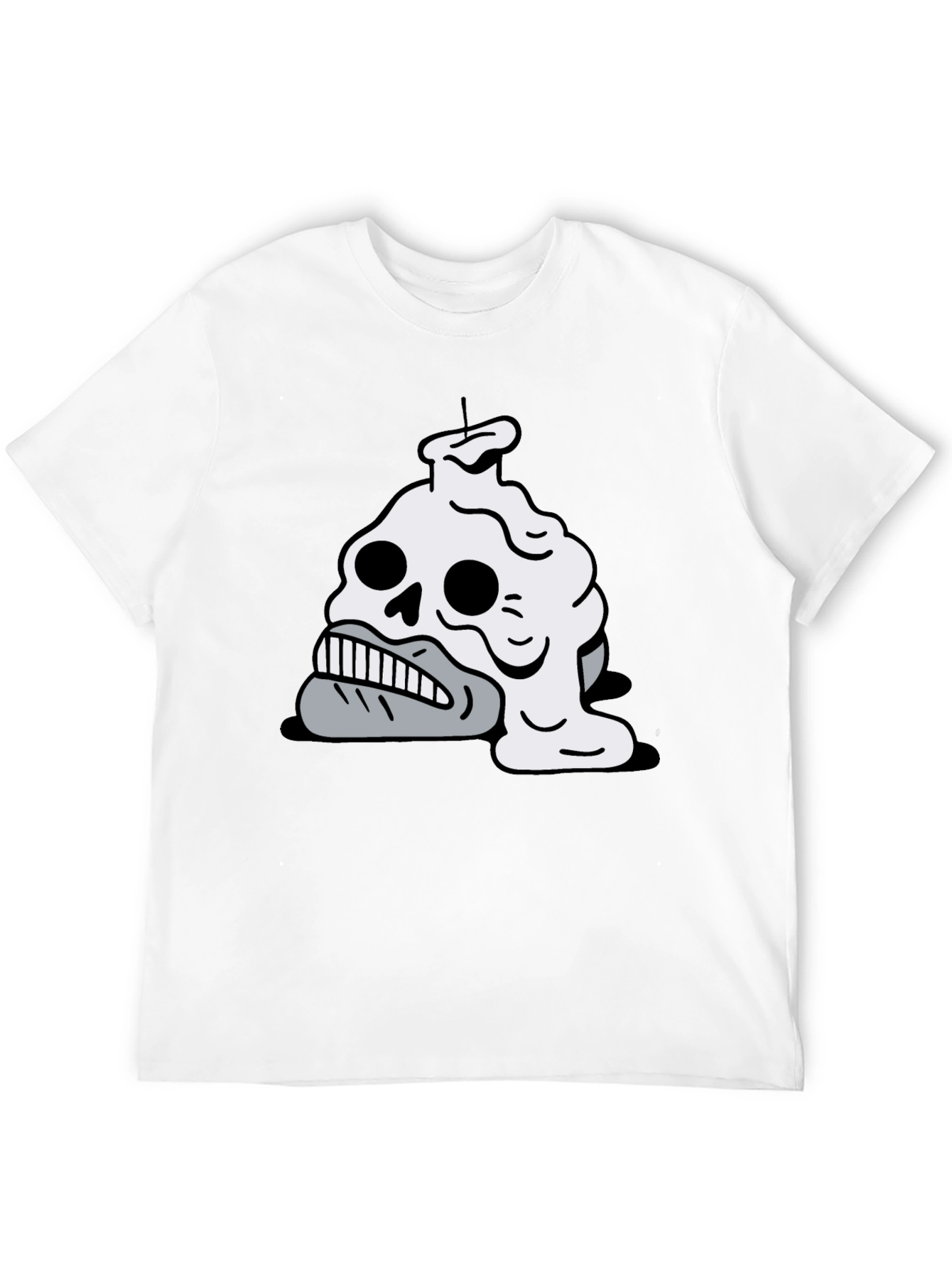 Black Melting Skull Candle Graphic T-Shirt view 12
