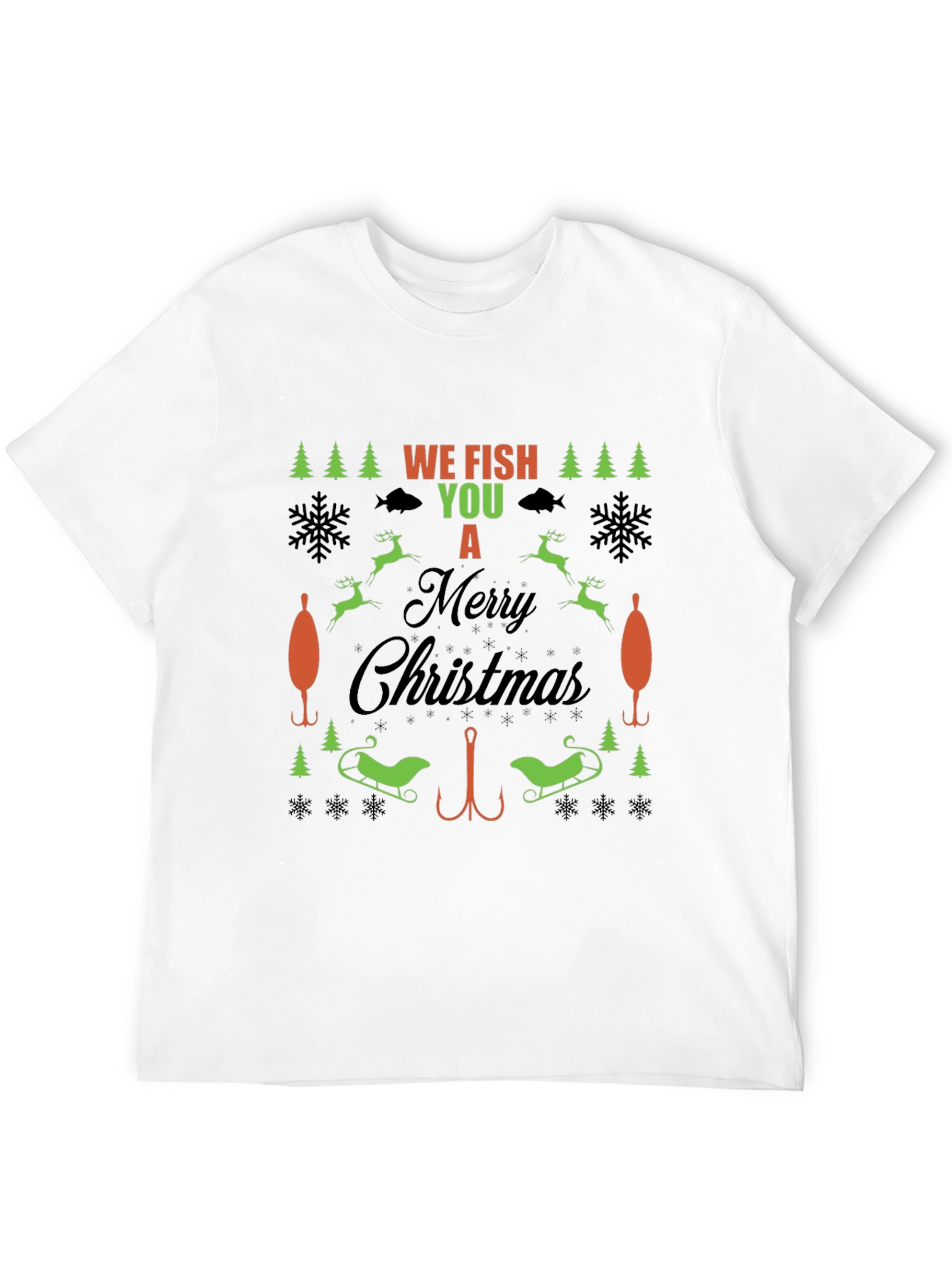 Black Funny Fishing Christmas T-Shirt view 12