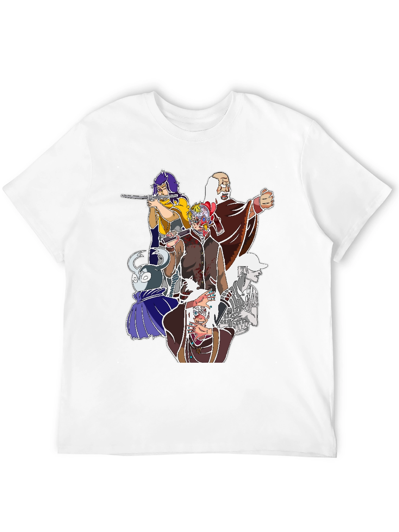 Black Unique Cartoon Graphic Print Black Tee view 12