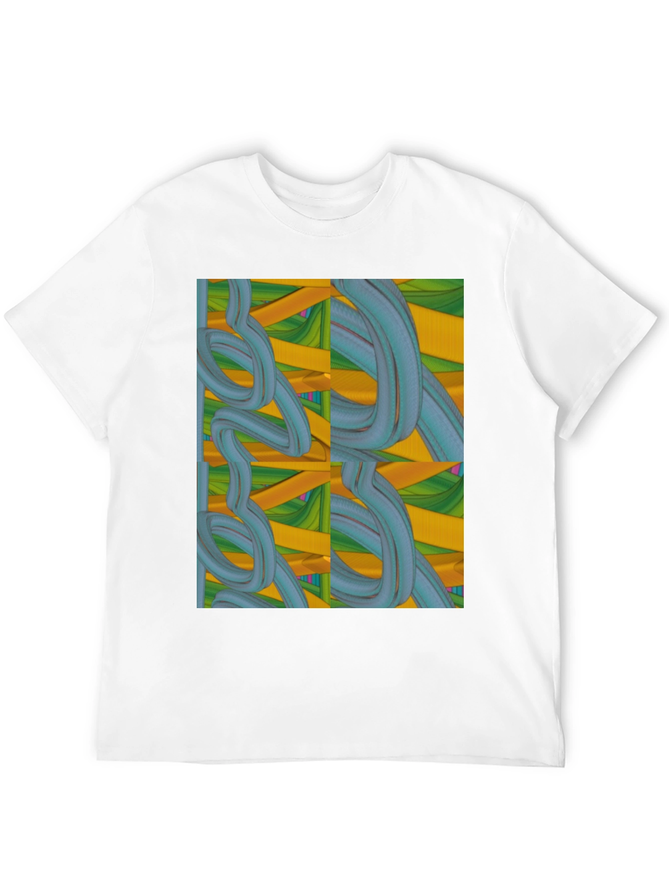 Black Abstract Swirl Design Black T-Shirt view 12