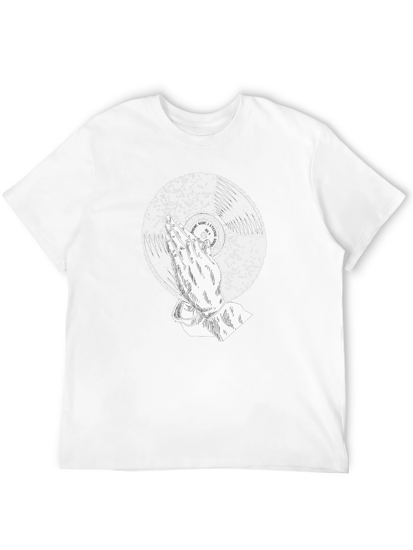 Black Black Graphic Tee: Praying Hands Record Design view 12