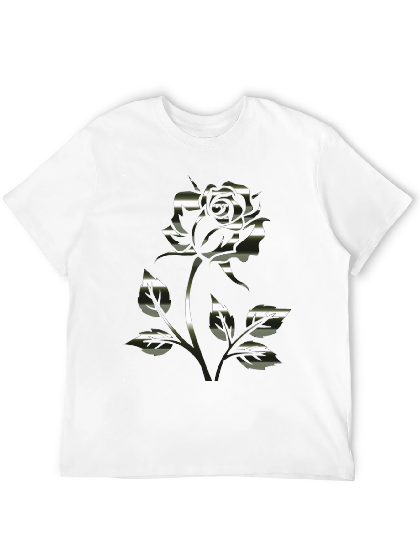 Black Chrome Rose Graphic Black T-Shirt view 12