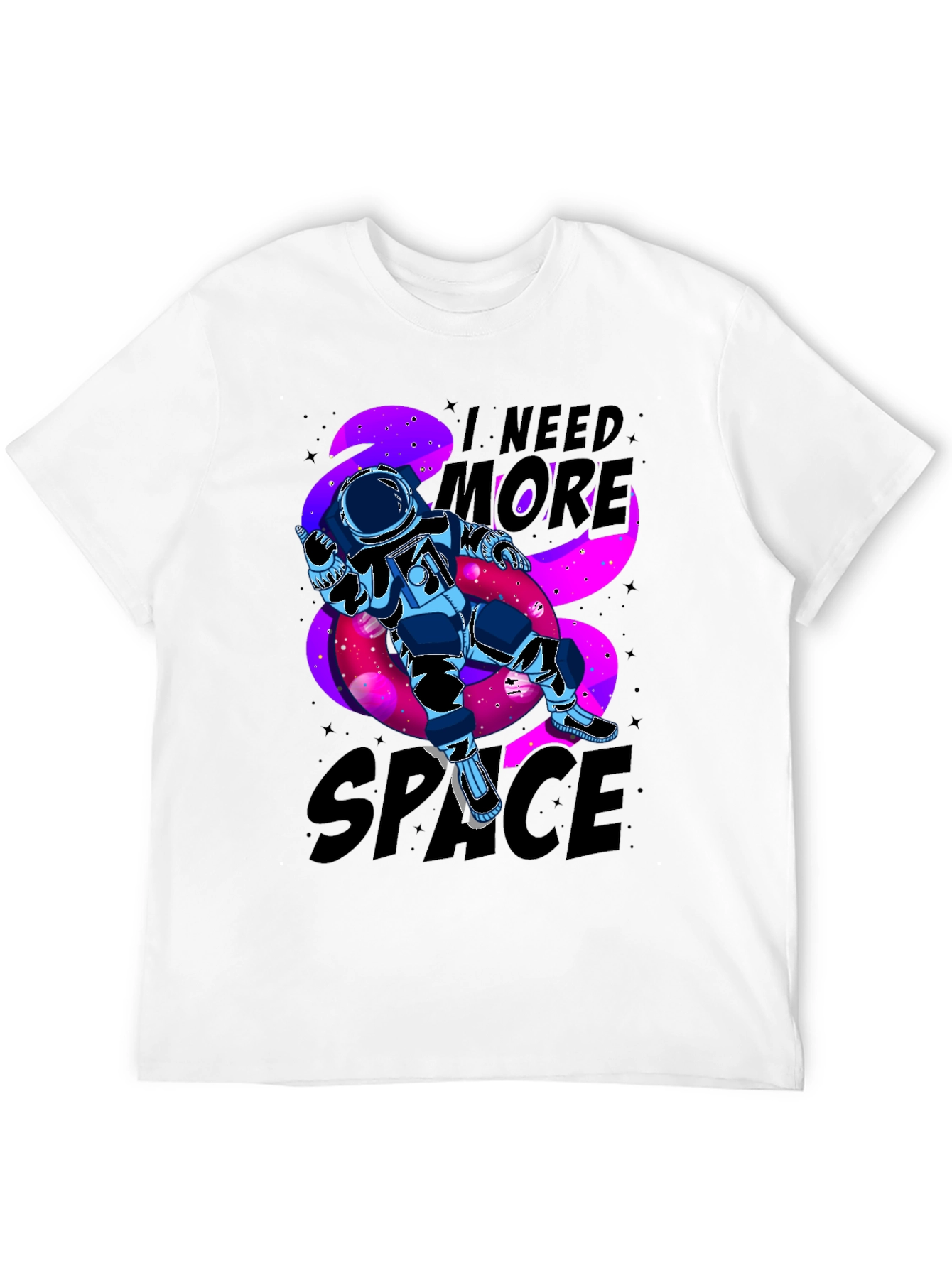 Black I Need More Space Astronaut Graphic T-Shirt view 12