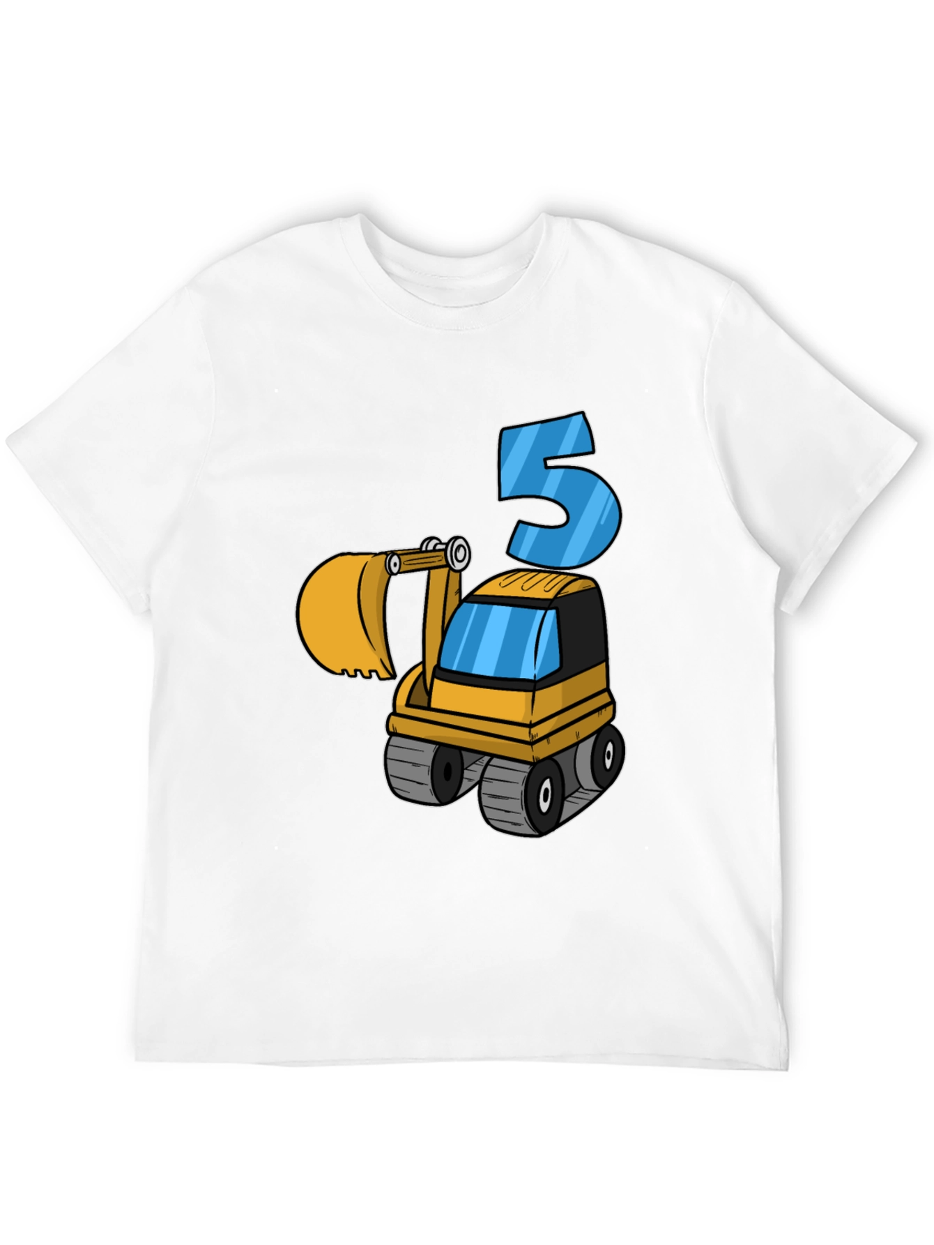 Black Kids 5th Birthday Excavator T-Shirt view 12