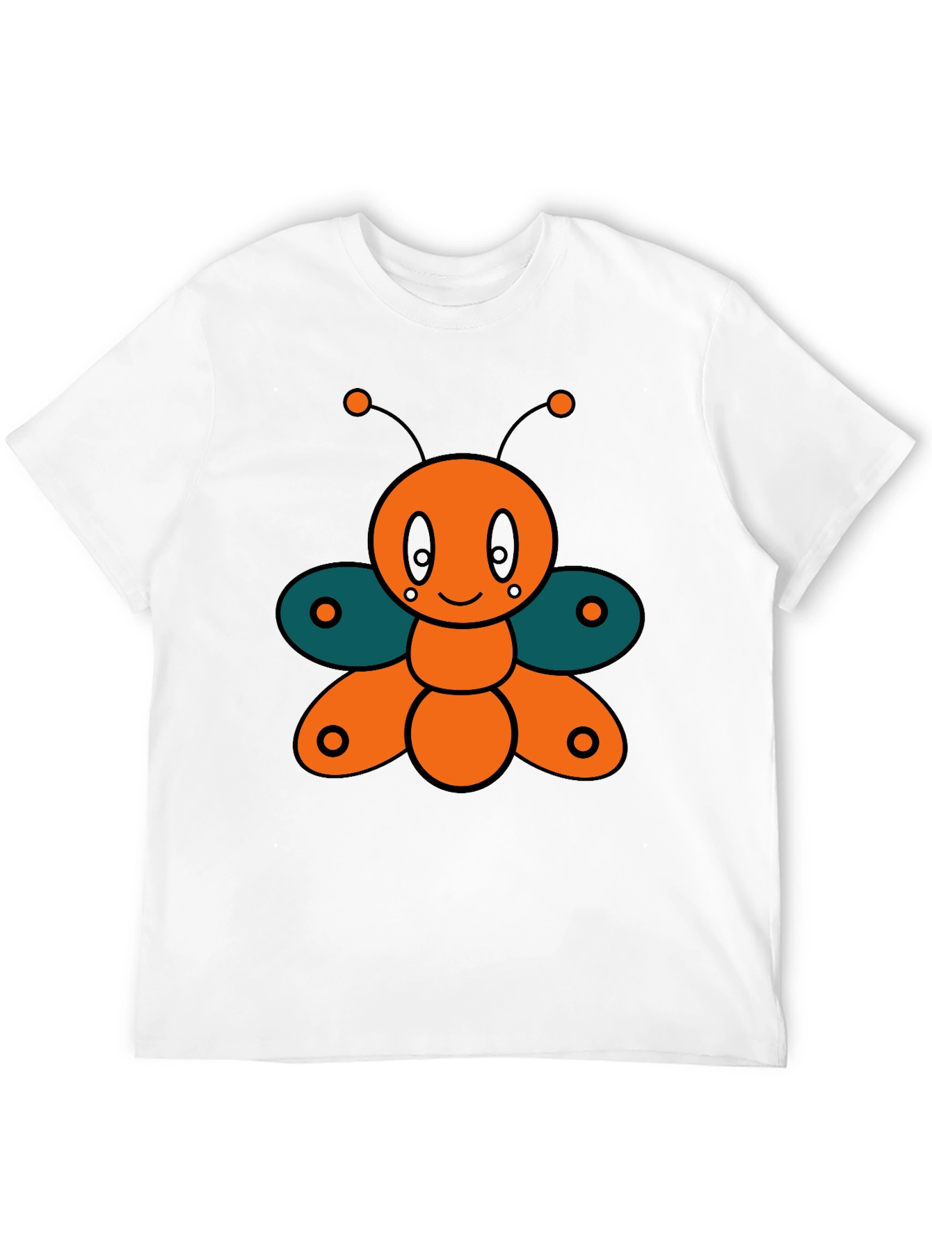 Black Cute Cartoon Butterfly Graphic Tee - Black view 12