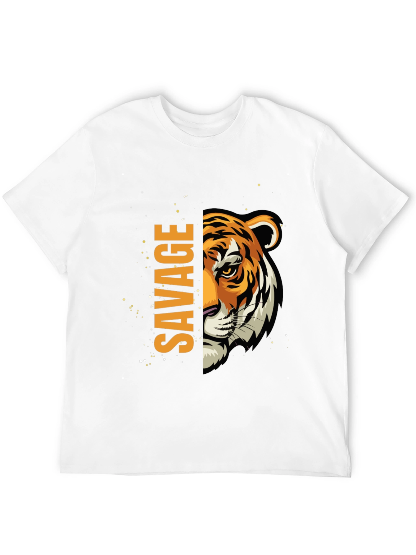 Black Savage Tiger Graphic Print Men's Black T-Shirt view 12