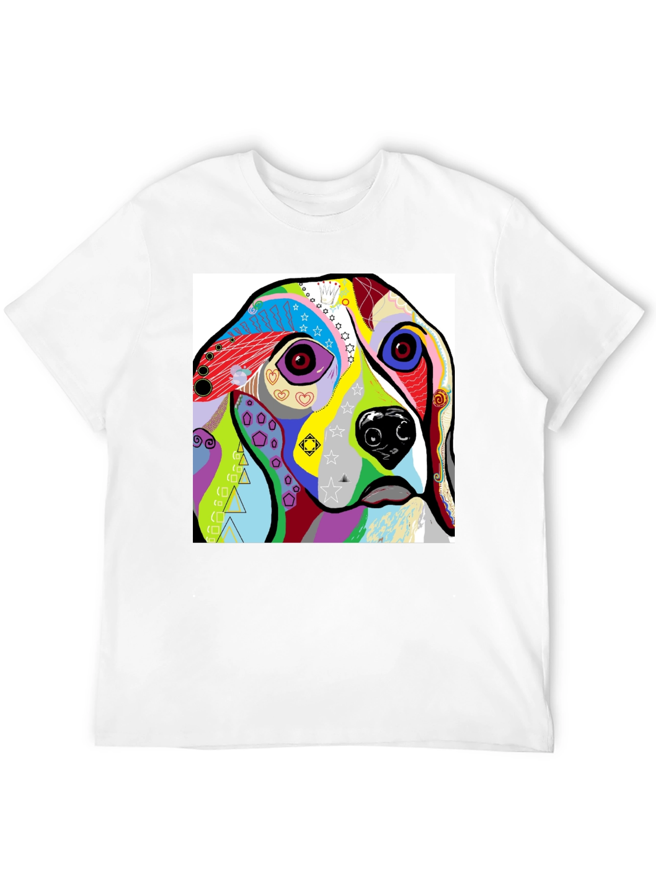 Black Abstract Dog Print Black T-Shirt view 12