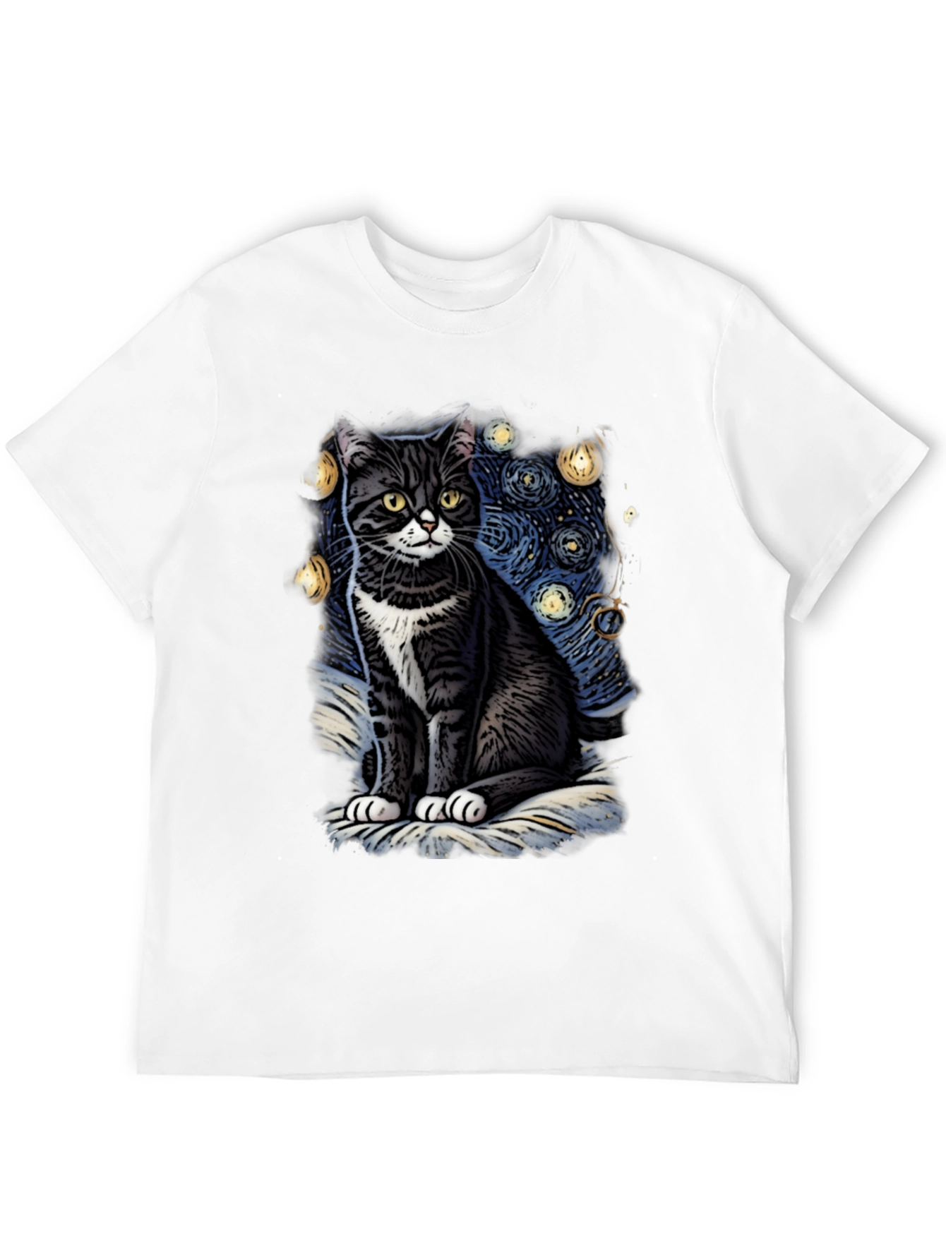 Black Starry Cat T-Shirt view 12