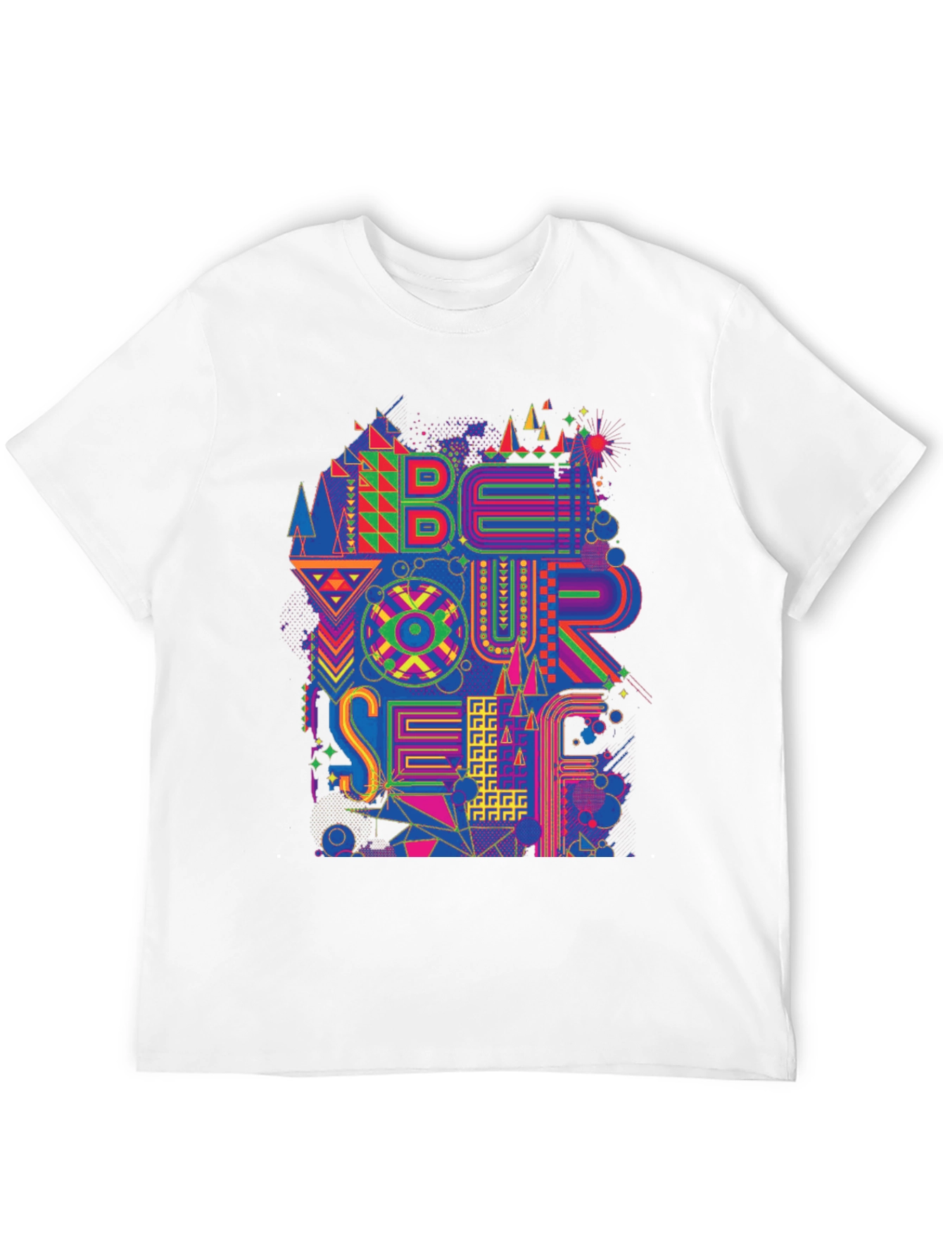 Black Be Yourself Graphic Print Men's Black T-Shirt view 12