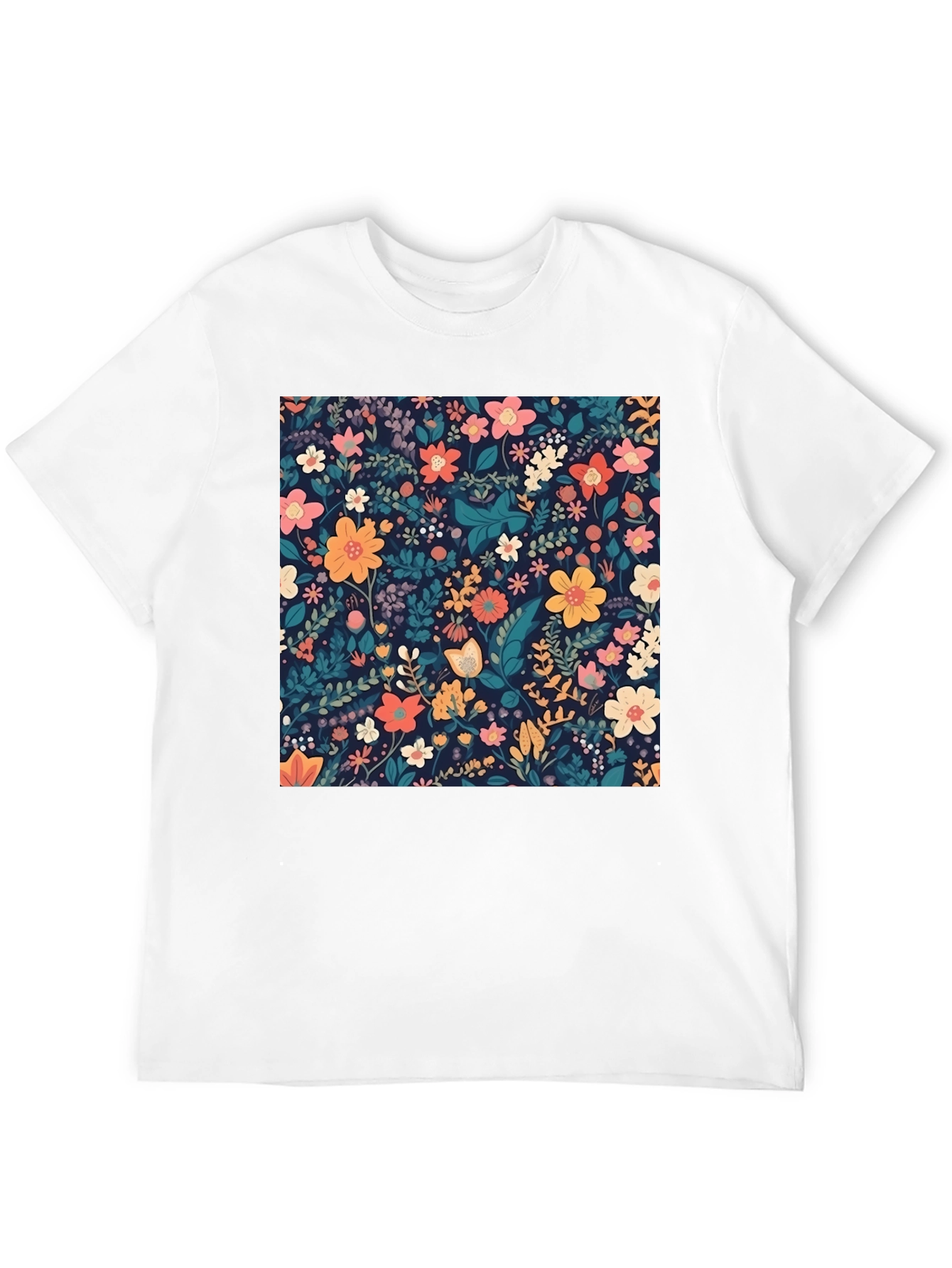 Black Floral Print Black T-Shirt view 12