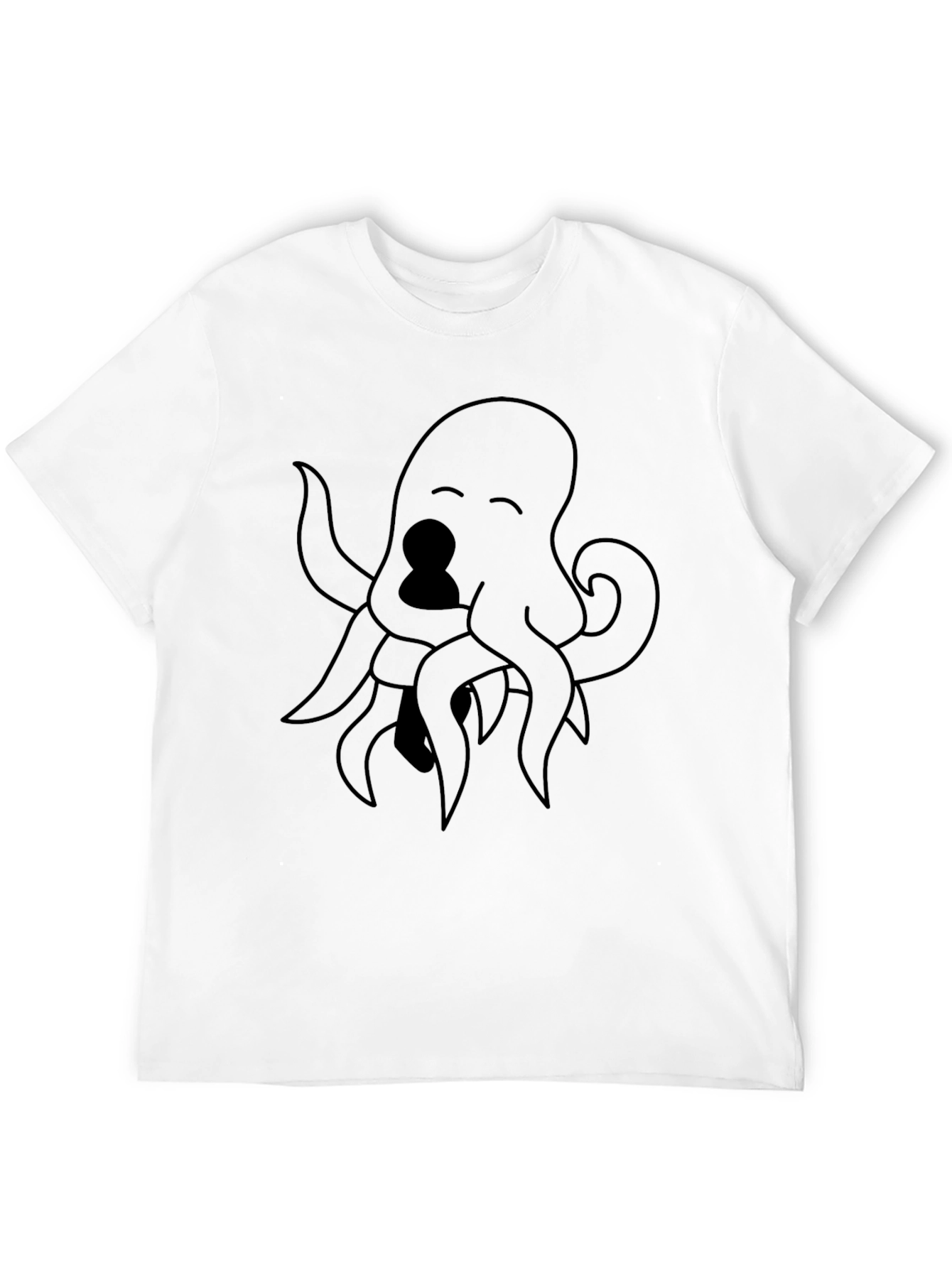 Black Octopus Graphic Tee - Black Cotton Blend, Casual Style view 12