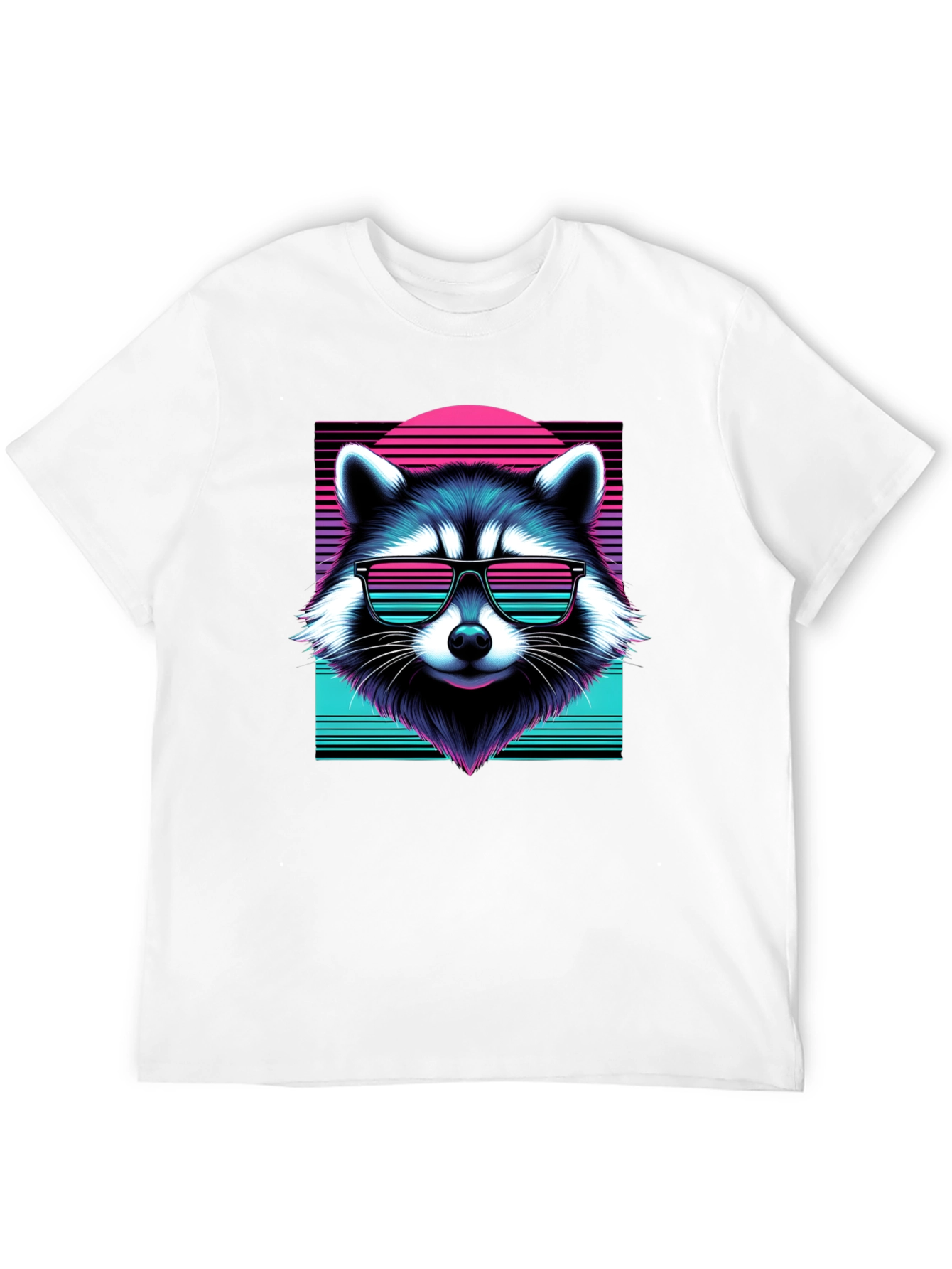 Black Retro Raccoon Graphic Tee - Black Cotton Blend view 12