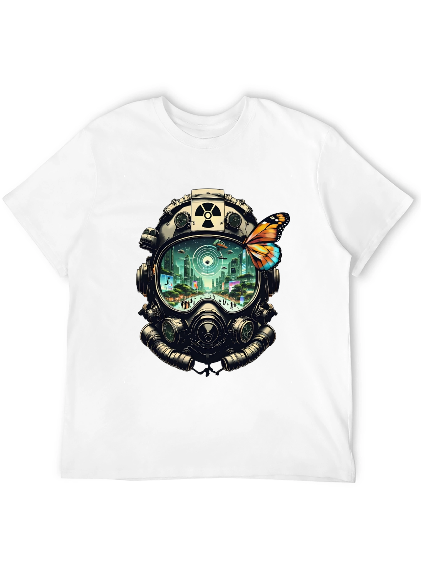 Gas Mask Cityscape Graphic Tee - 12