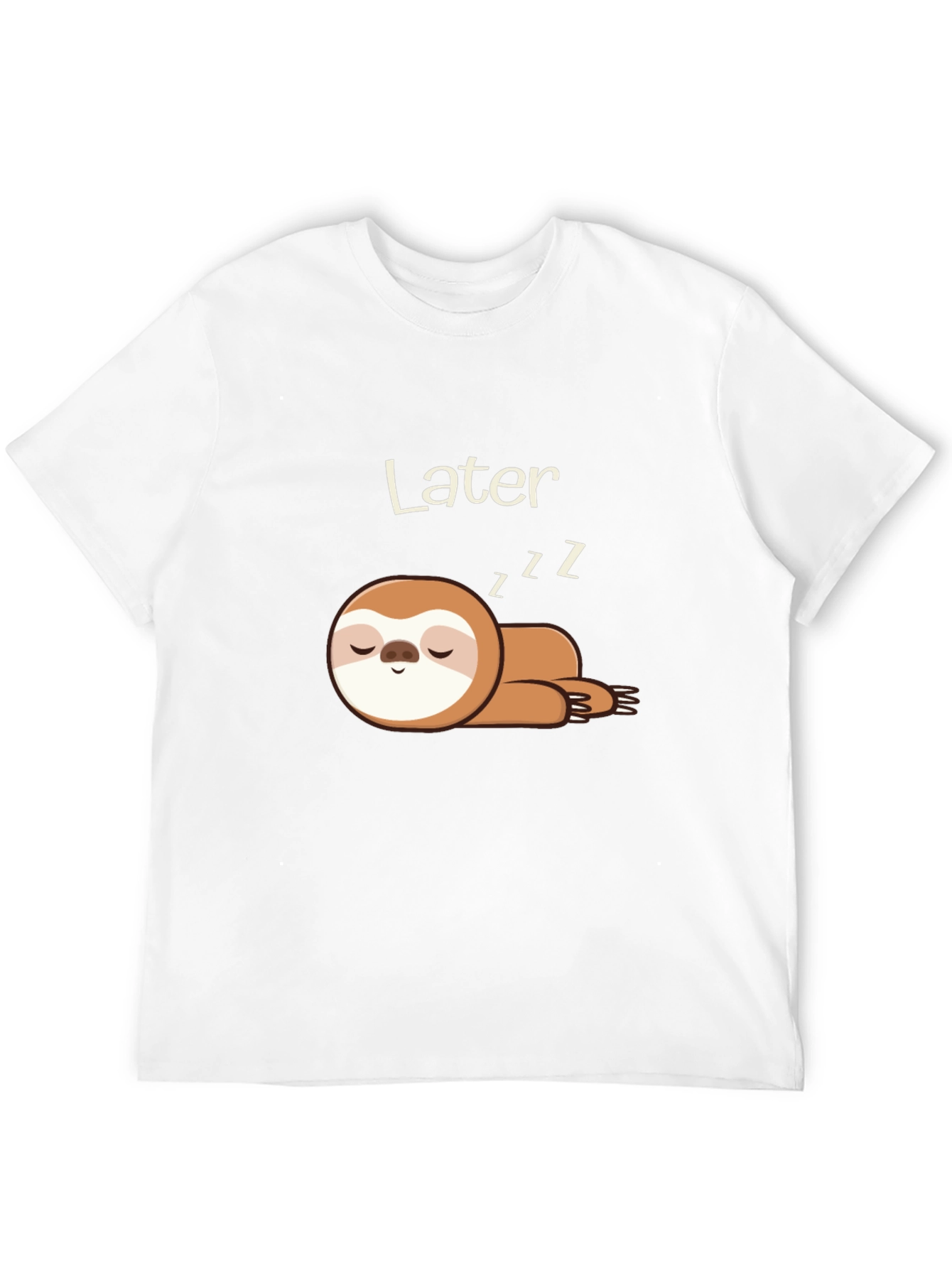 Black Men's Black T-Shirt with Sleeping Sloth Design view 12