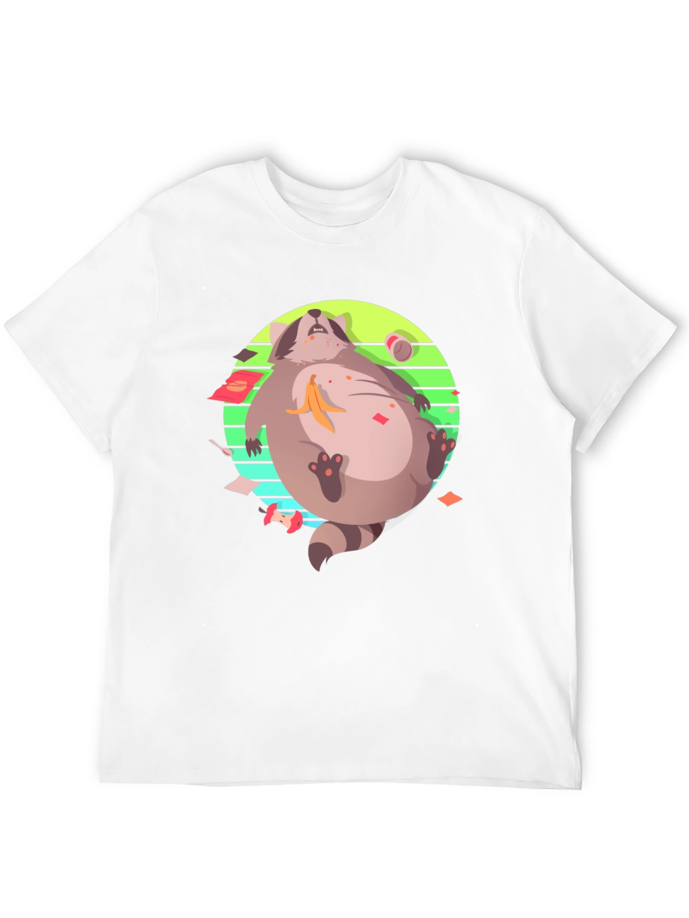 Black Raccoon Feast T-Shirt - Black Crew Neck Graphic Tee view 12