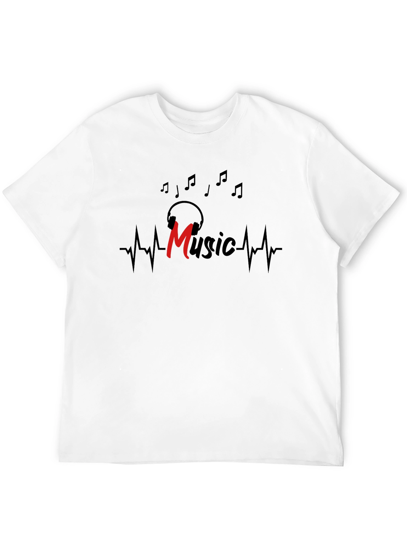 Black Music Lover Black T-Shirt with Headphone Graphic view 12