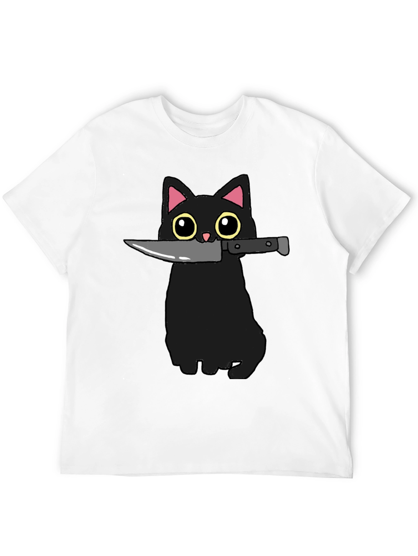 Black Black Cat Knife Graphic T-Shirt - Funny Cat Tee view 12